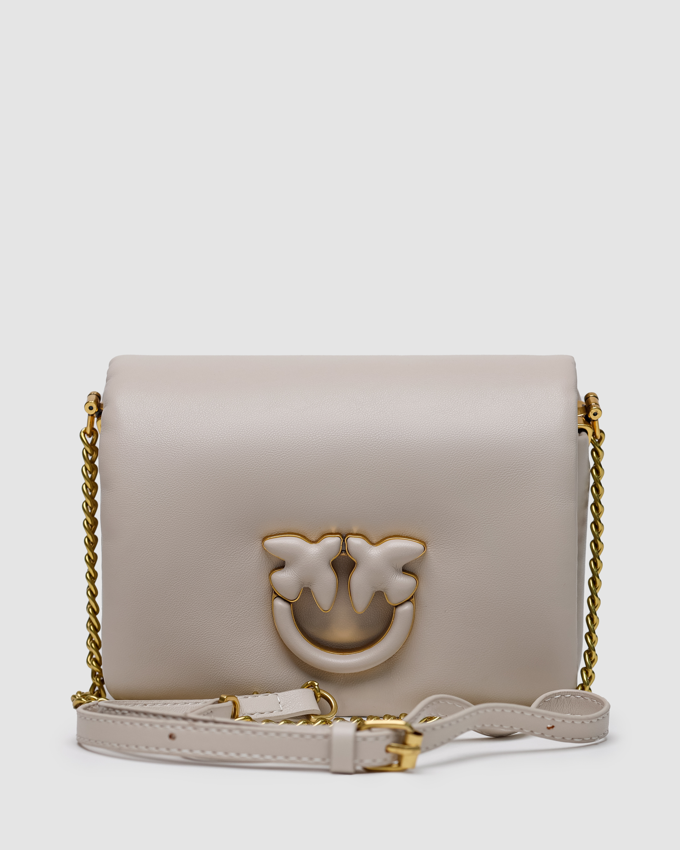 Pinko Baby Love Bag Click Puff in Nappa Cream Leather