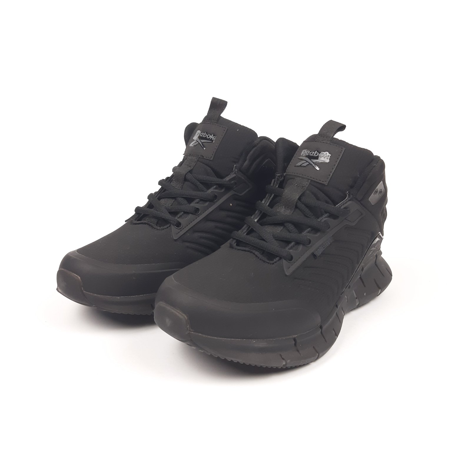Кроссовки Reebok Zig Kinetica высокие черные зимние модные теплые повседневные на шнуровке спортивная обувь