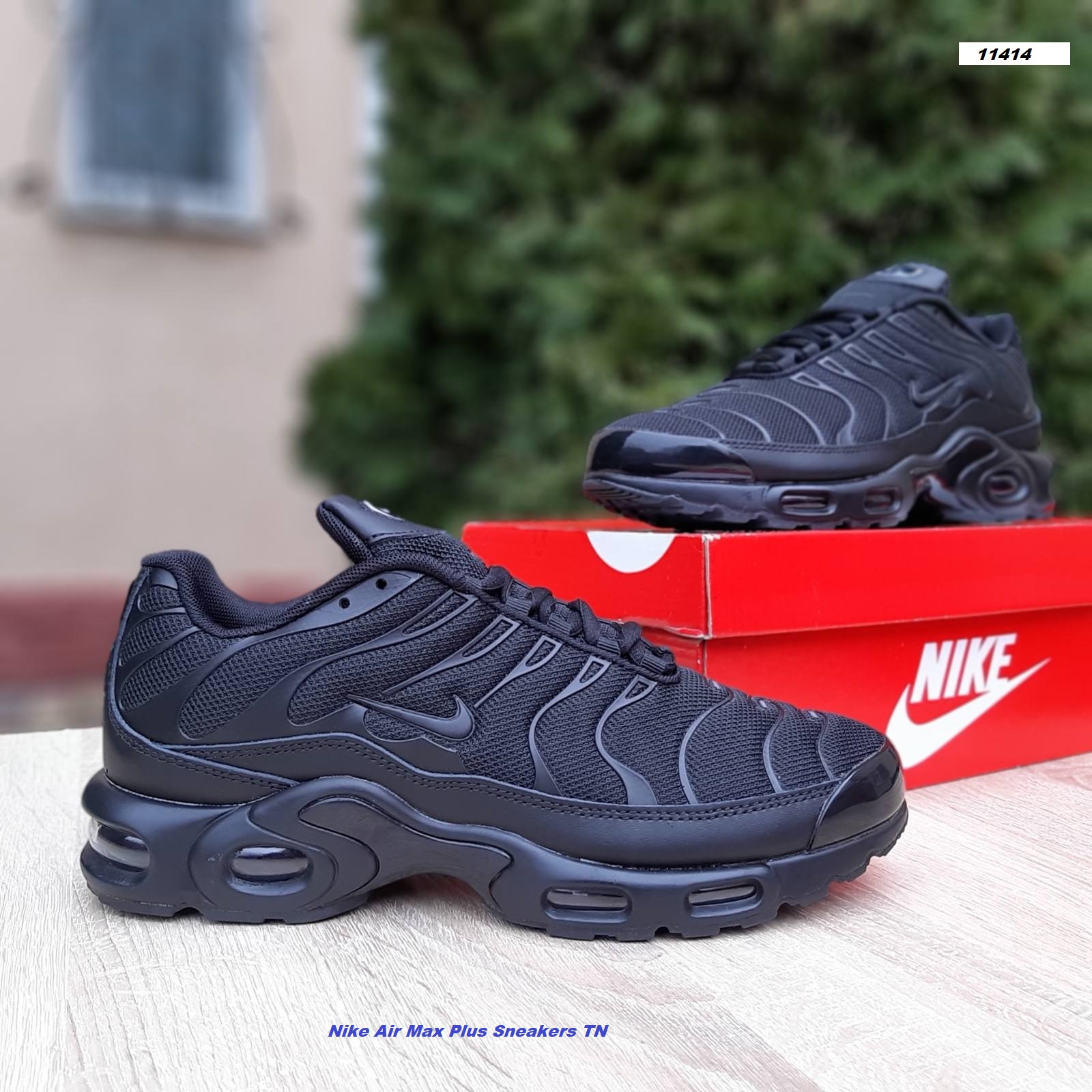 Nike Air Max Plus Sneakers TN Black черные на шнуровке на подарок кроссы спортивная обувь