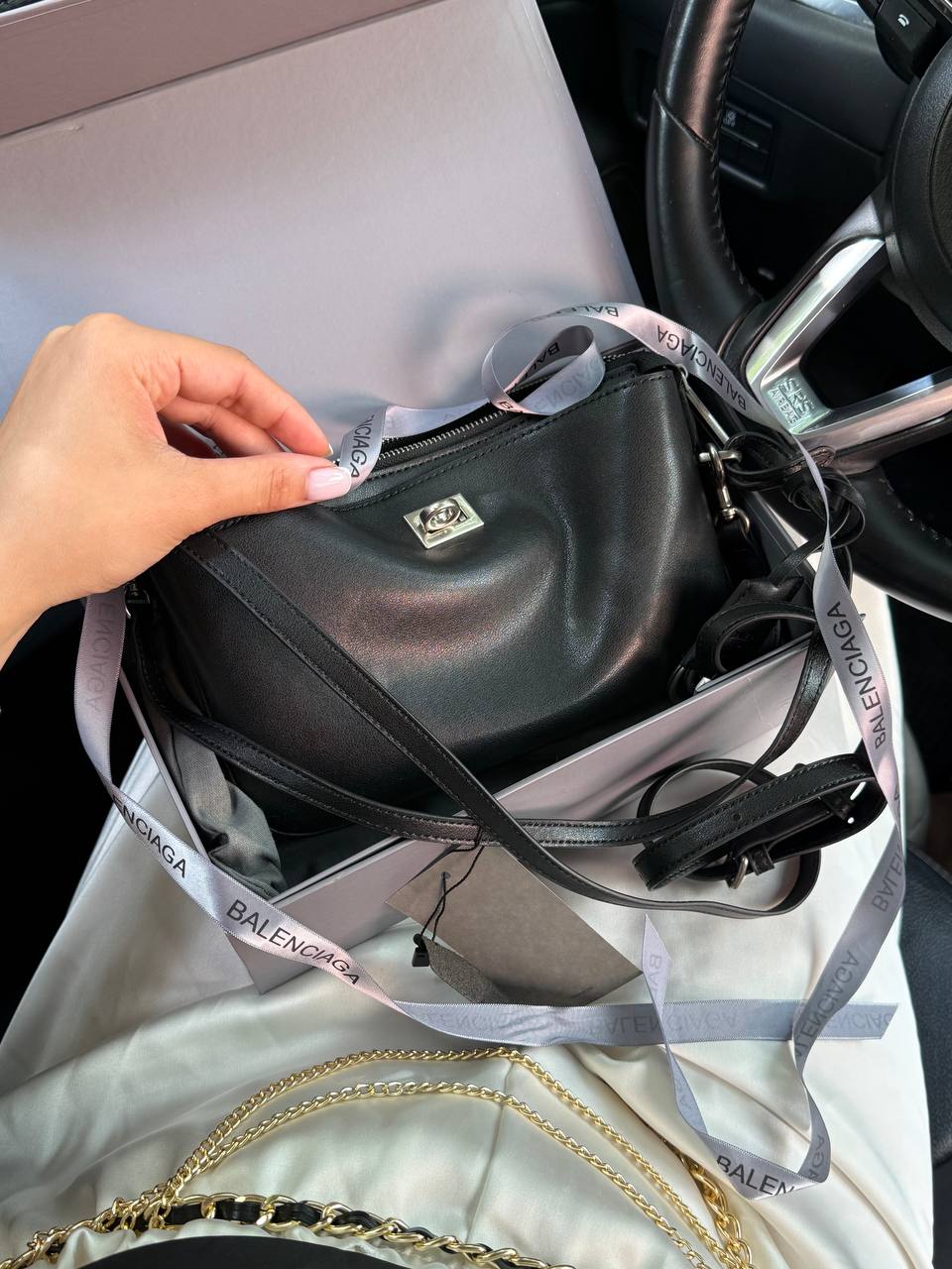 Balenciaga Rodeo Sling Pochette in Black/Silver (Оригінальна Коробка)