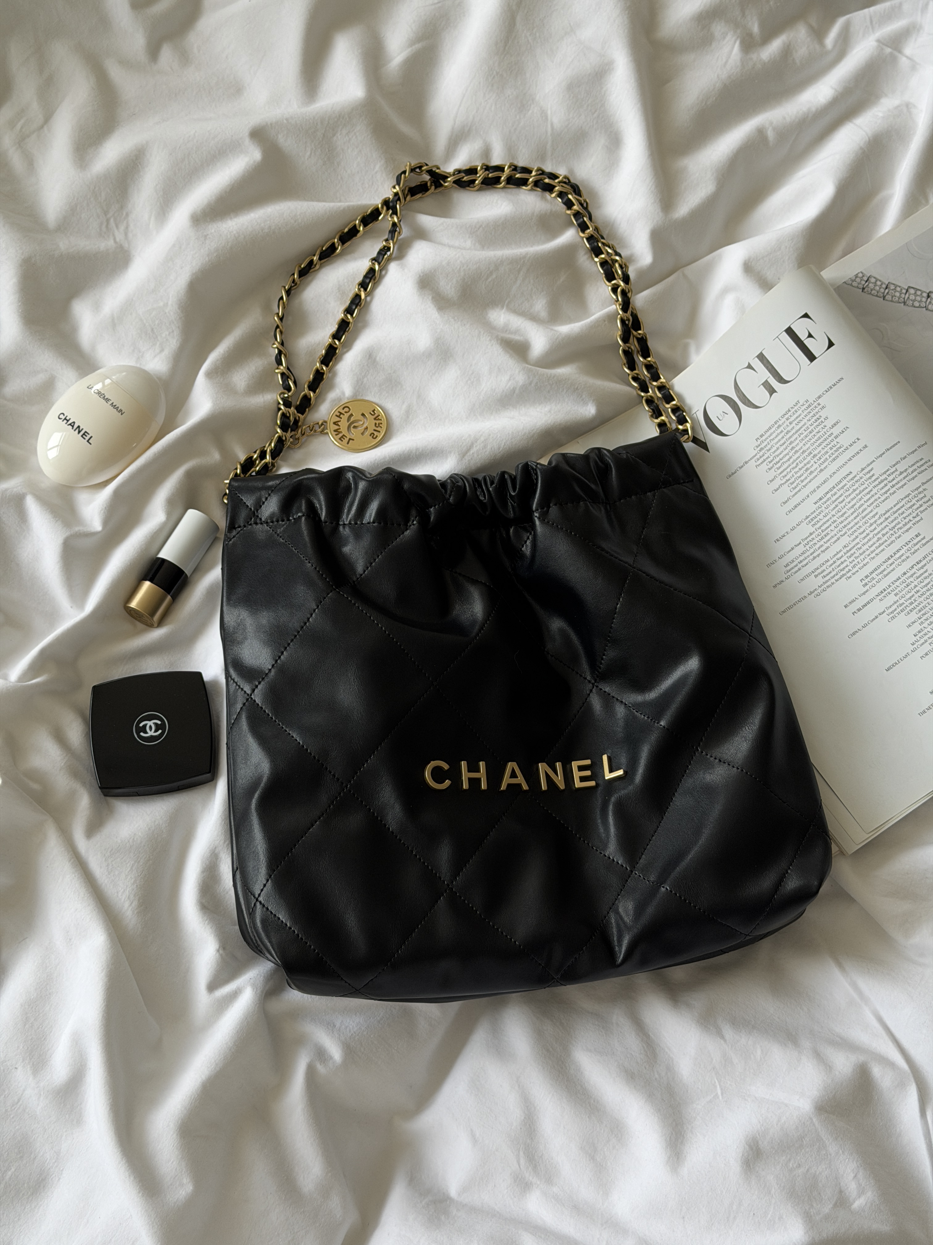 Chanel 22 Handbag Black with Gold Hardware