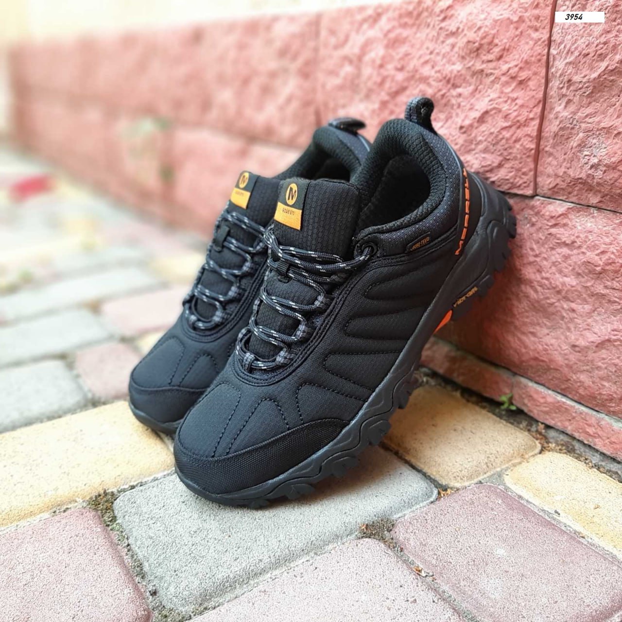 Кроссовки Merrell MOAB gore-tex Черные с помаранчевим резиновые зимние с влагозащитой спортивная обувь