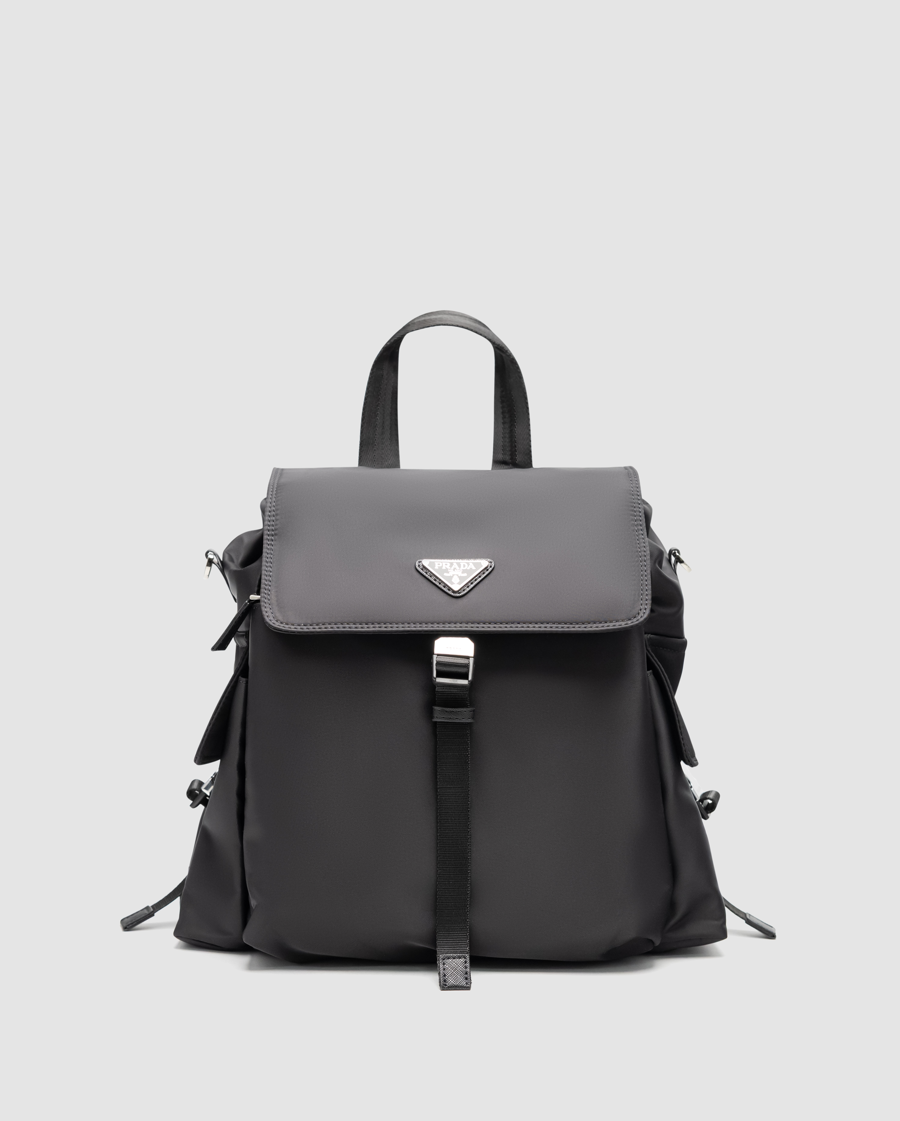 Prada Explore Re-Nylon and Leather Backpack Black