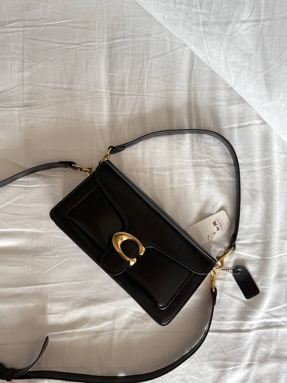 Coach Tabby Shoulder Bag 26 Black/Gold (магнітна коробка)