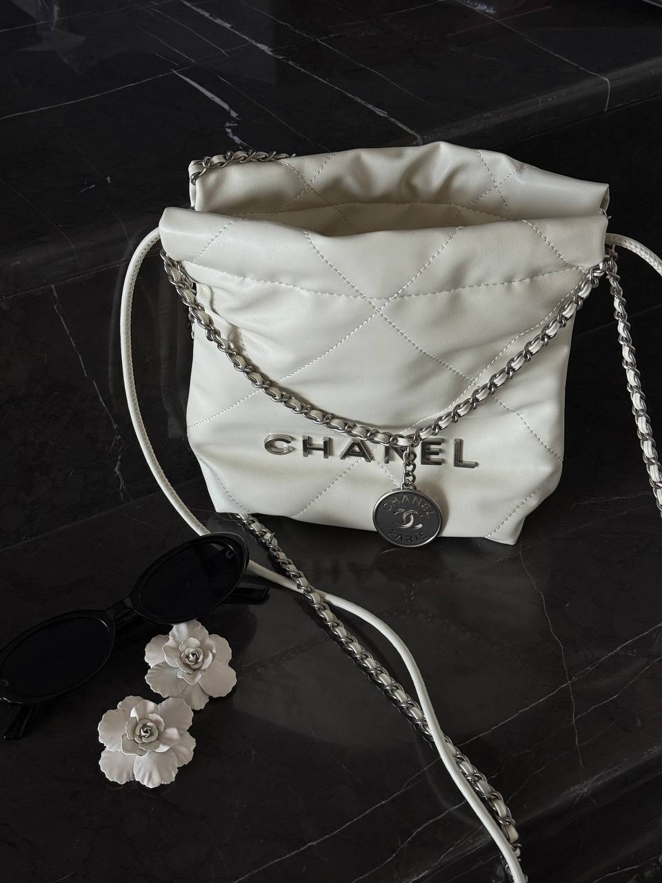 Chanel Milk Quilted Calfskin Mini 20 Bag Silver Hardware Магнітна Коробка