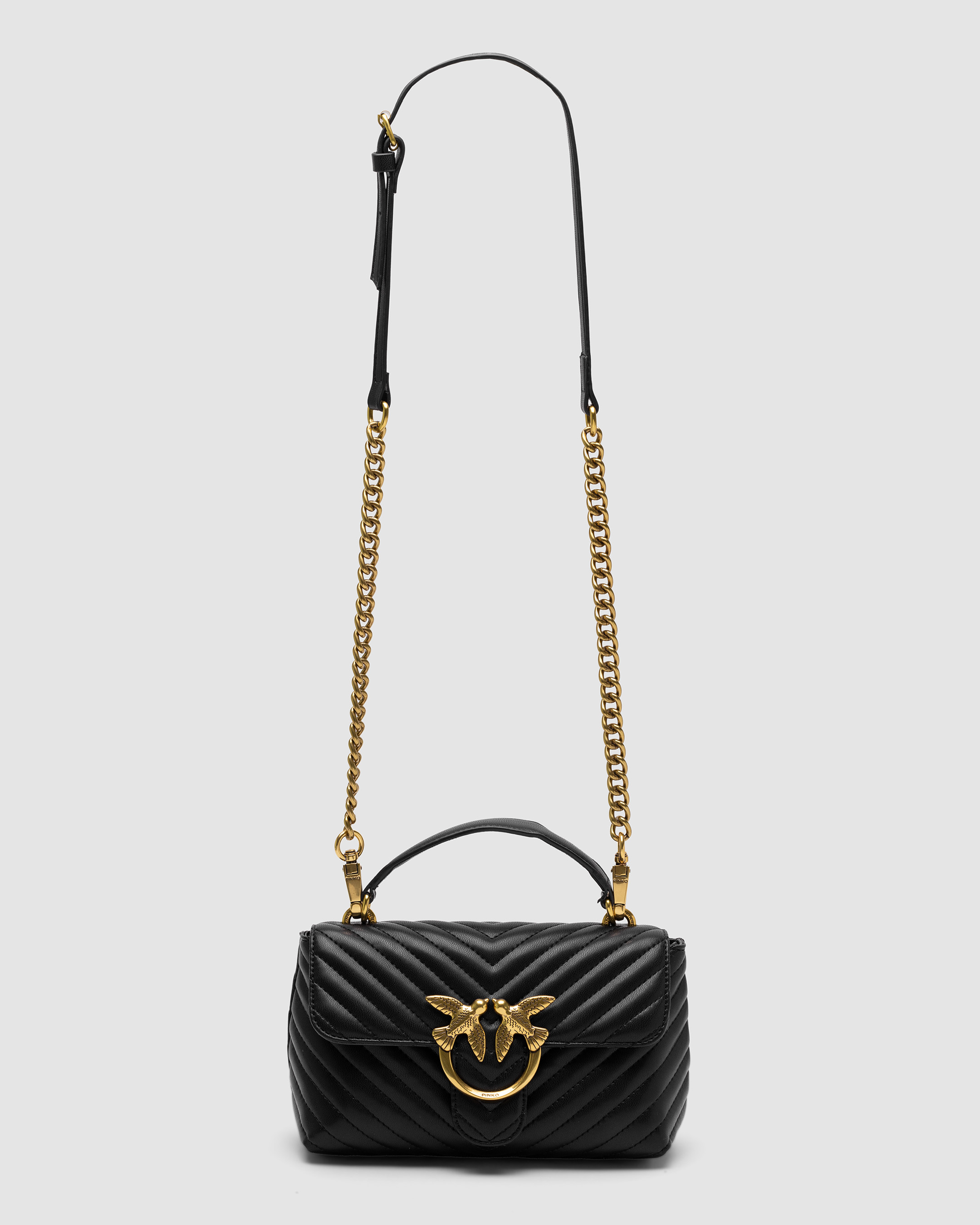 Pinko Mini Classic Lady Love Bag Puff Chevron Black/Gold