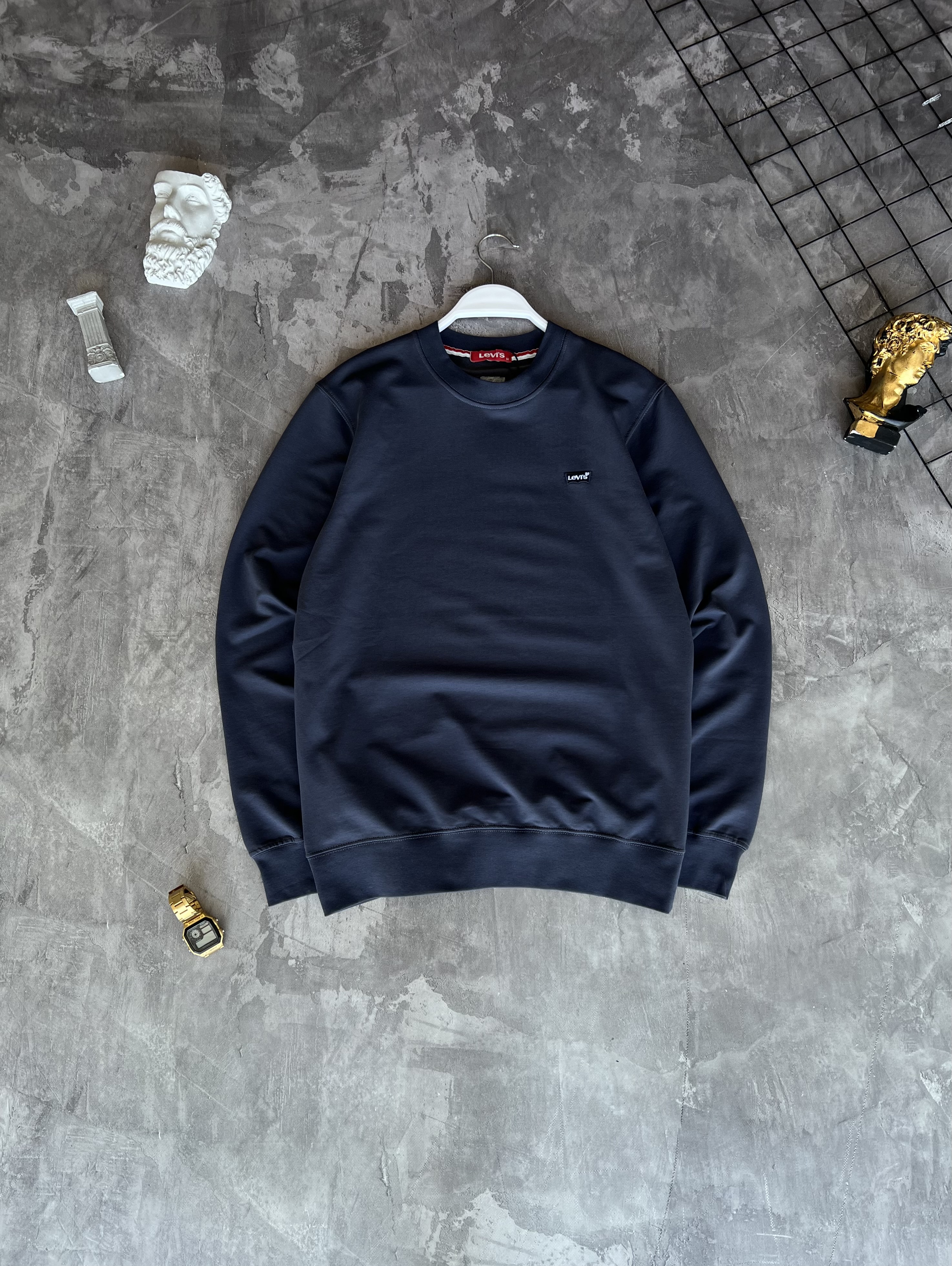 Свитшот Levi’s мужской флисовый всесезонный повседневный и молодежный с вышивкой для отдыха кофта без капюшона