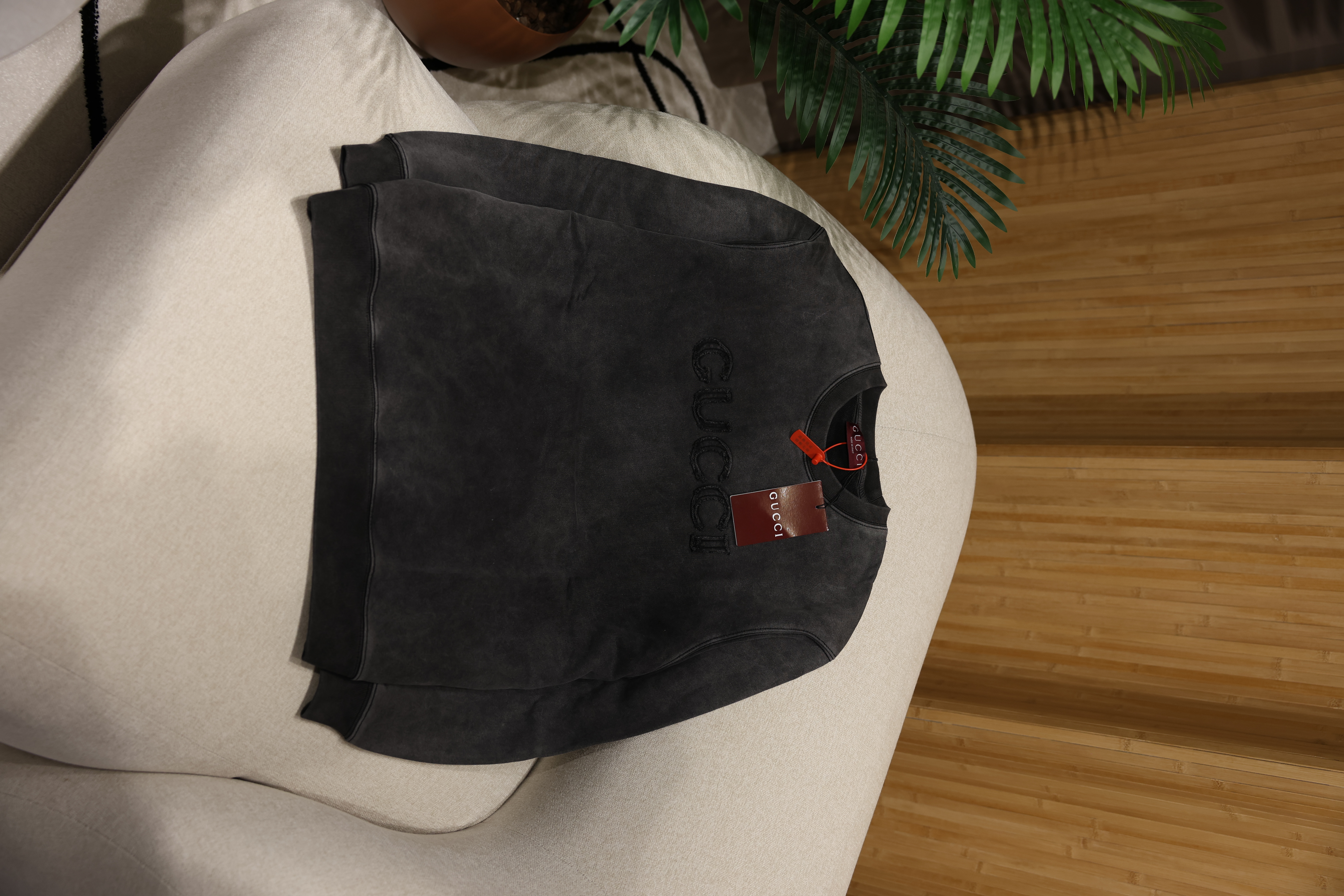 Gucci Embroidered Cotton Jersey Sweatshirt Dark Grey