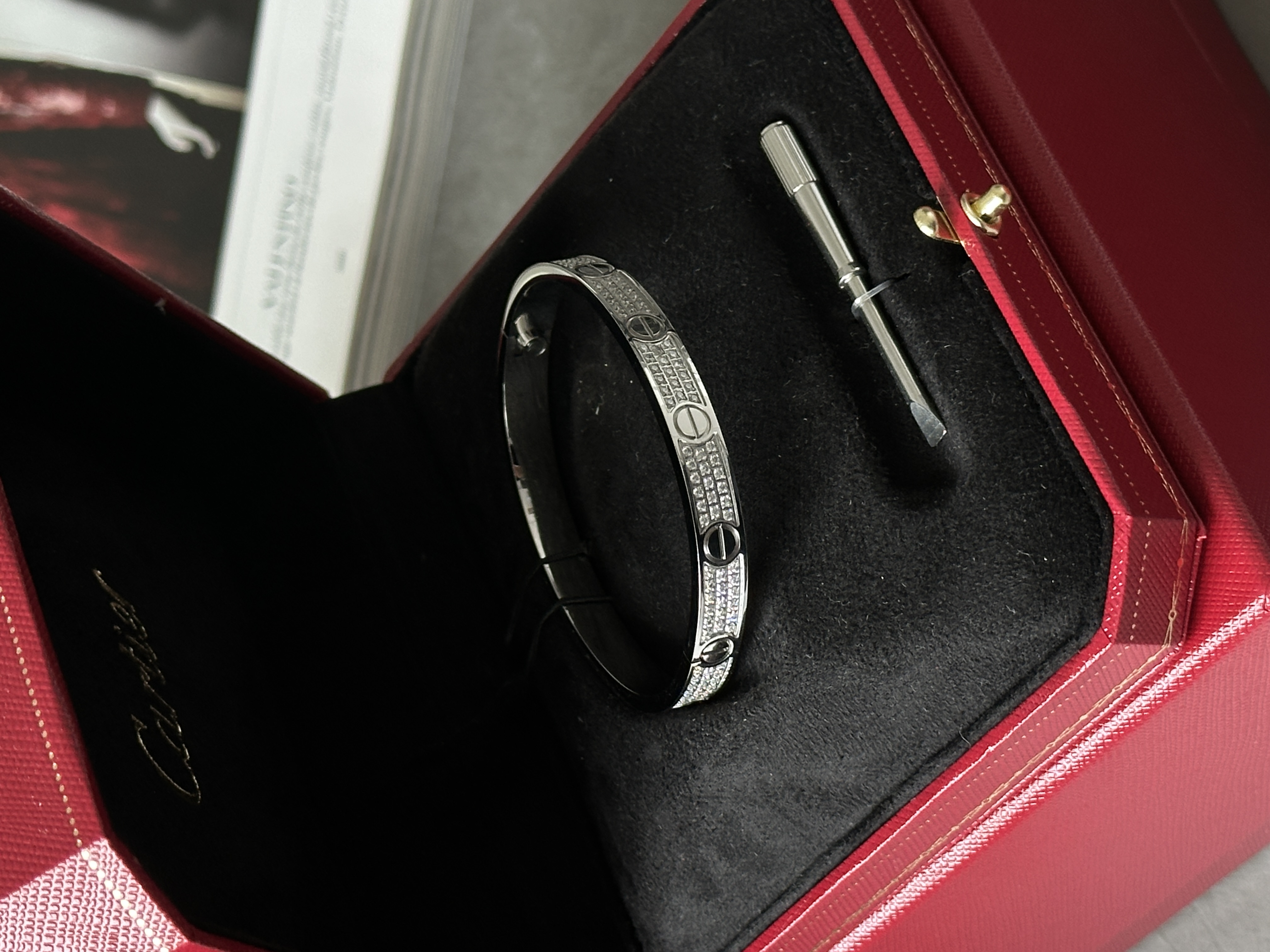 Cartier Love 3 Diamond 18k White Gold Bracelet