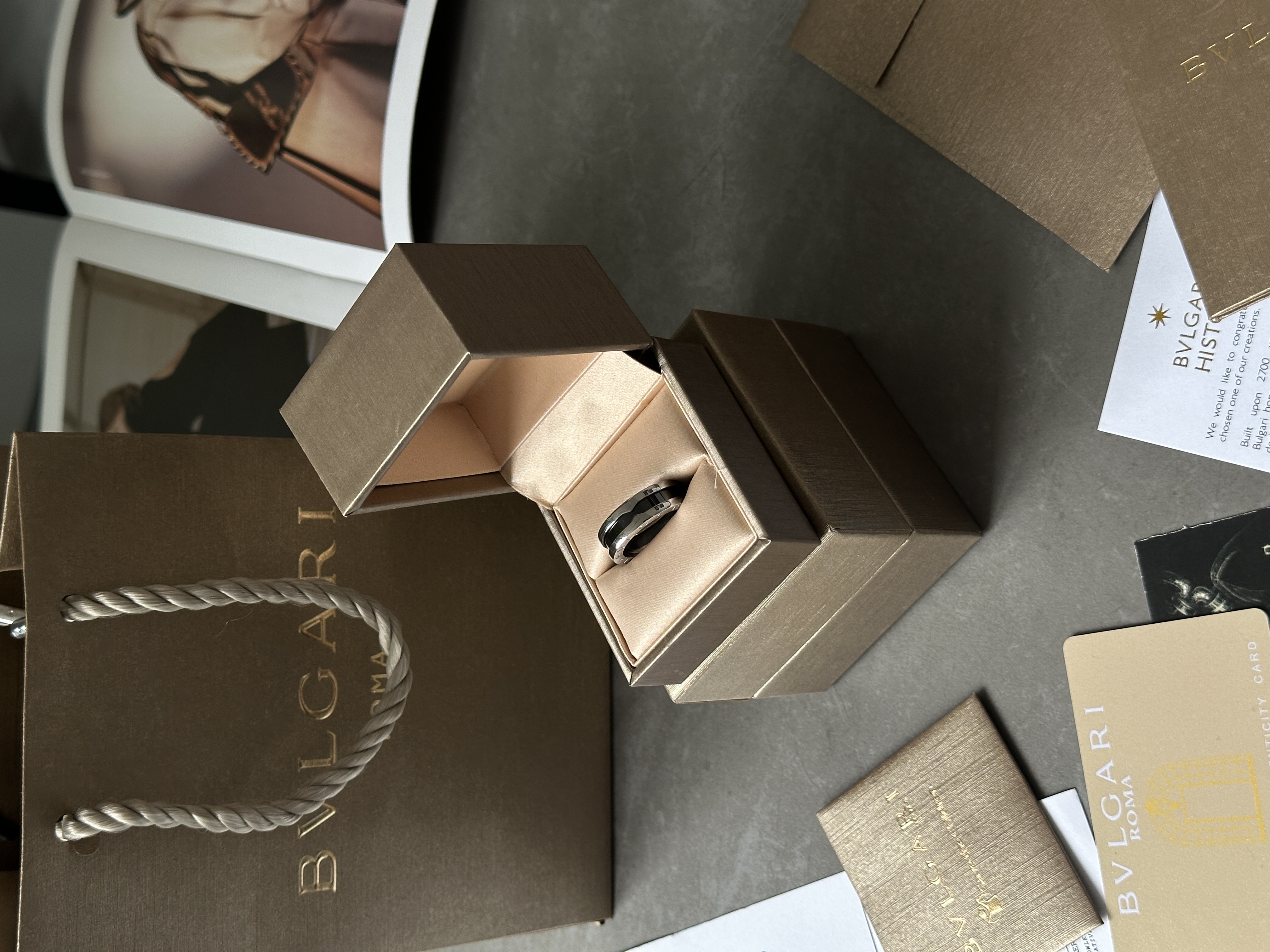 Bvlgari B.zero1 Two-Band Ring 18K Rose Gold/Black Ceramic