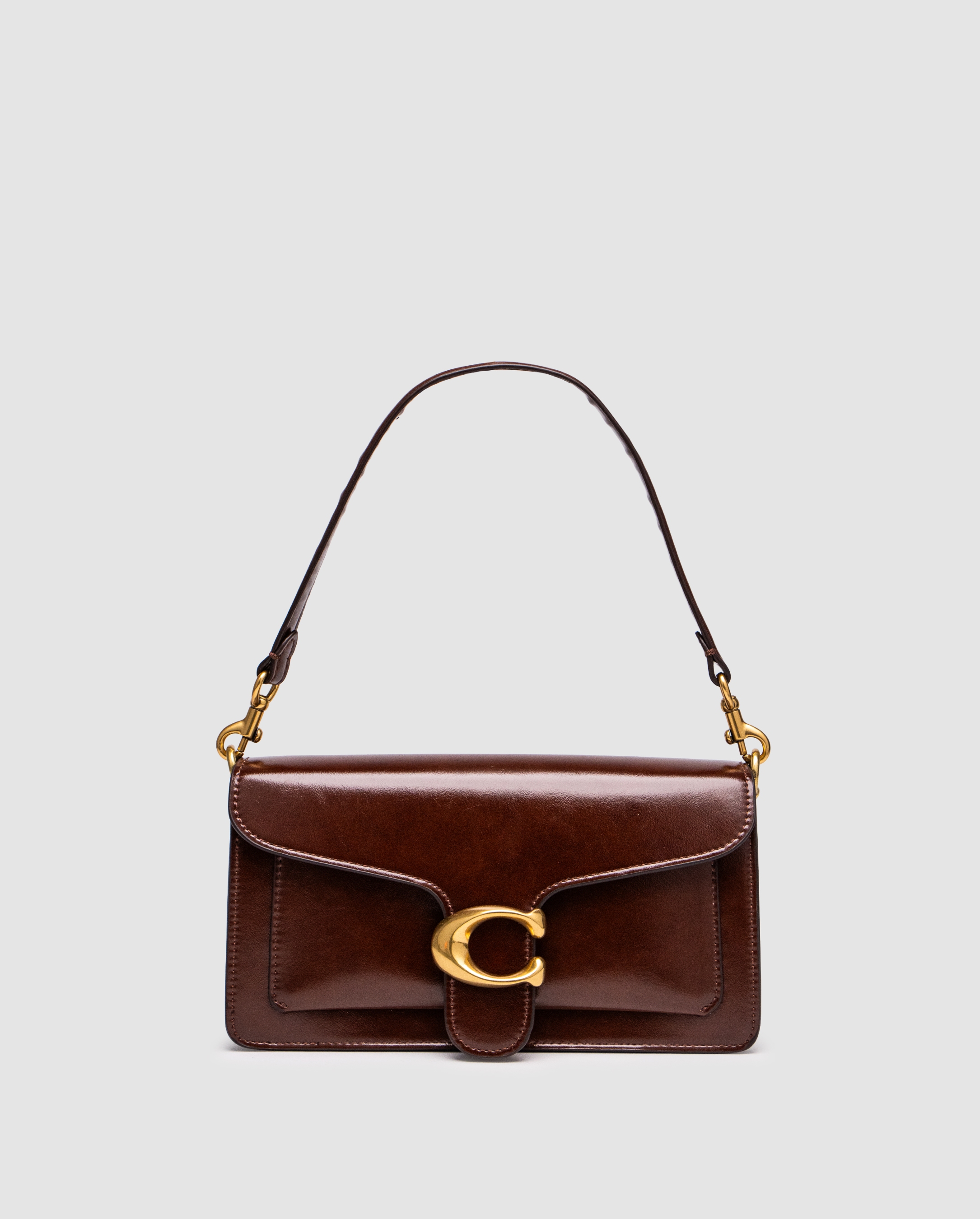 Coach Tabby Shoulder Bag 26 in Polished Pebble Leather Maple/Gold