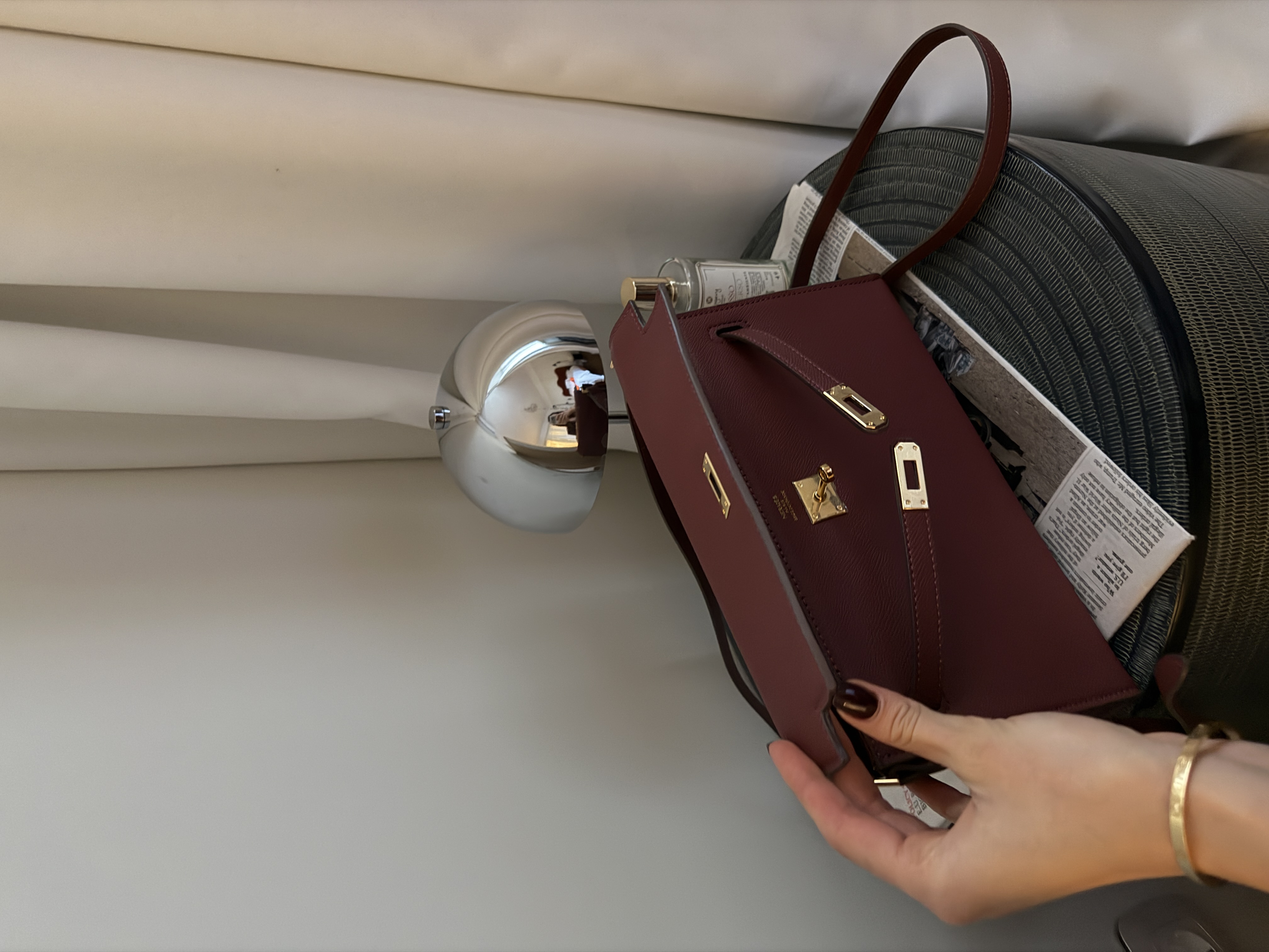Hermes Kelly Pochette Burgundy/Gold
