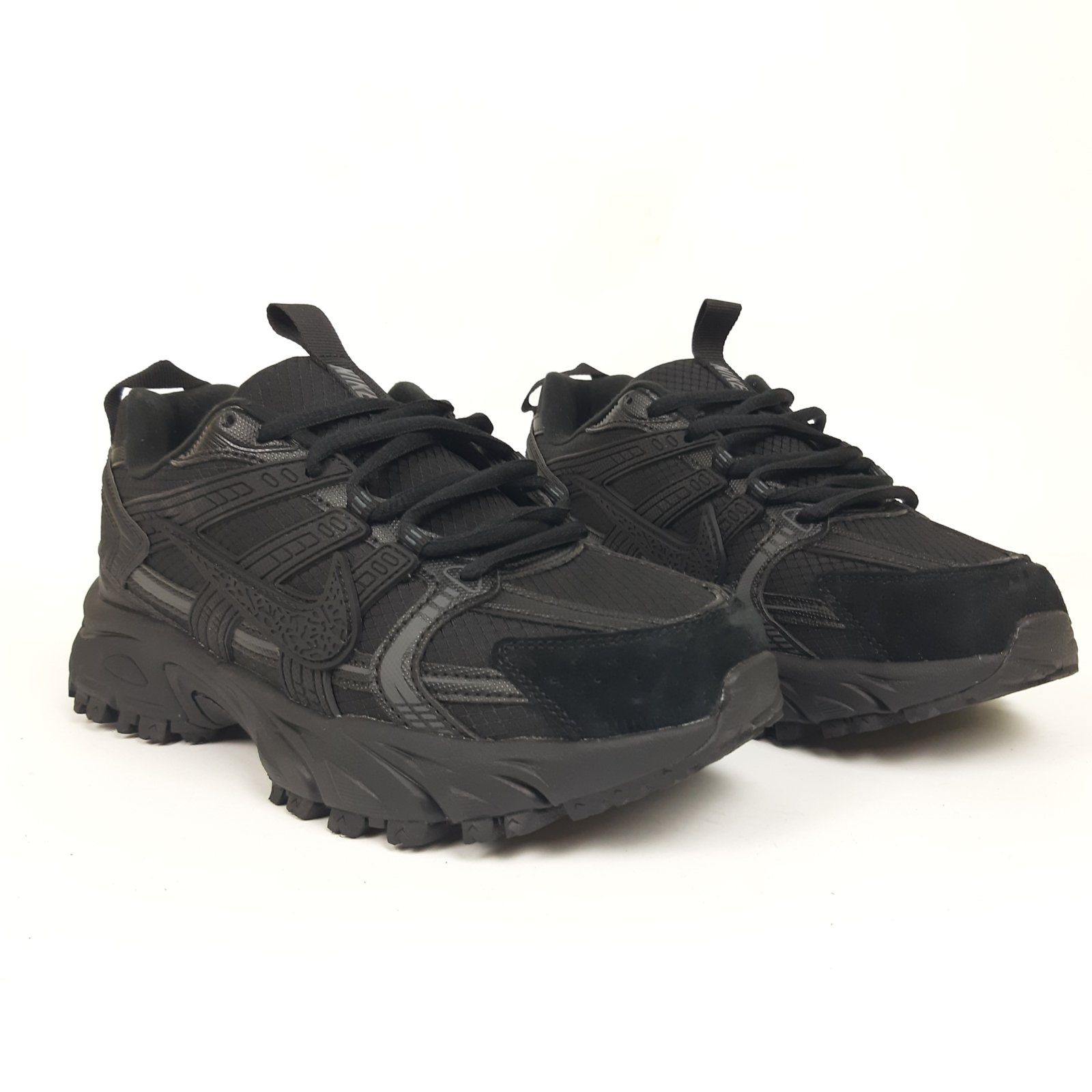 Кроссовки Nike V2K RUN резиновые черные зимние стильные и качественные спортивные на шнуровке для ходьбы