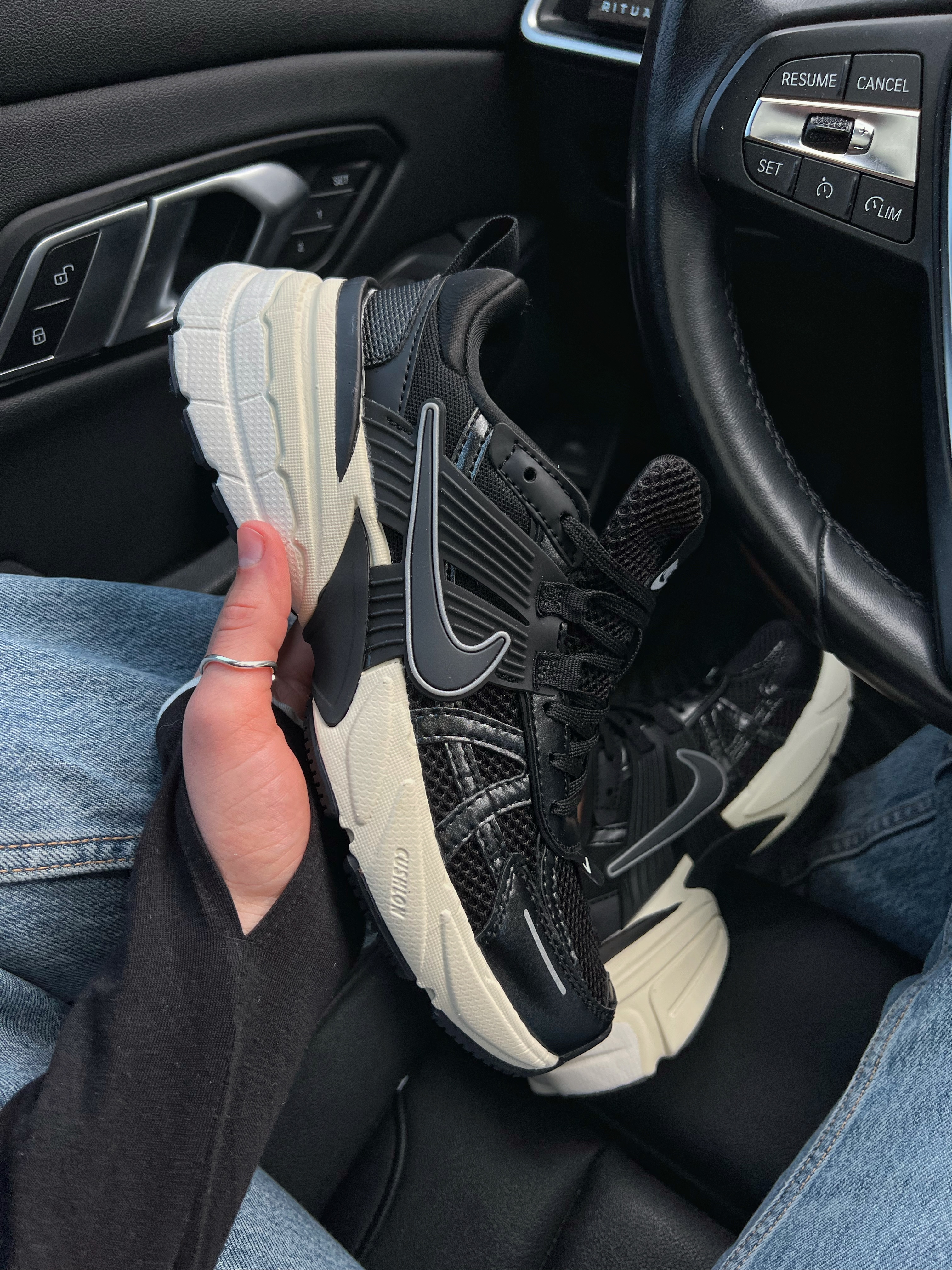 Nike V2K Run sneakers in black and silver