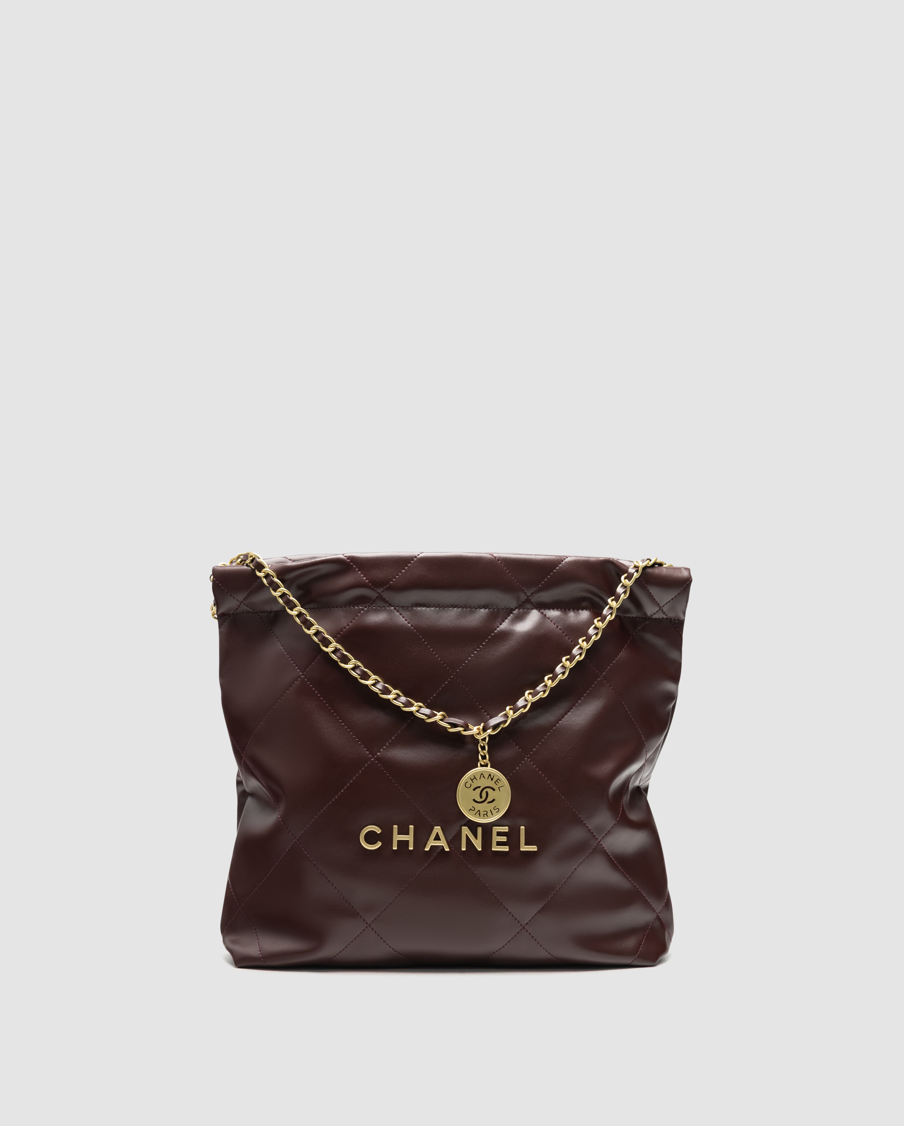 Chanel 22 Handbag Burgundy Quilted Calfskin with Gold Hardware