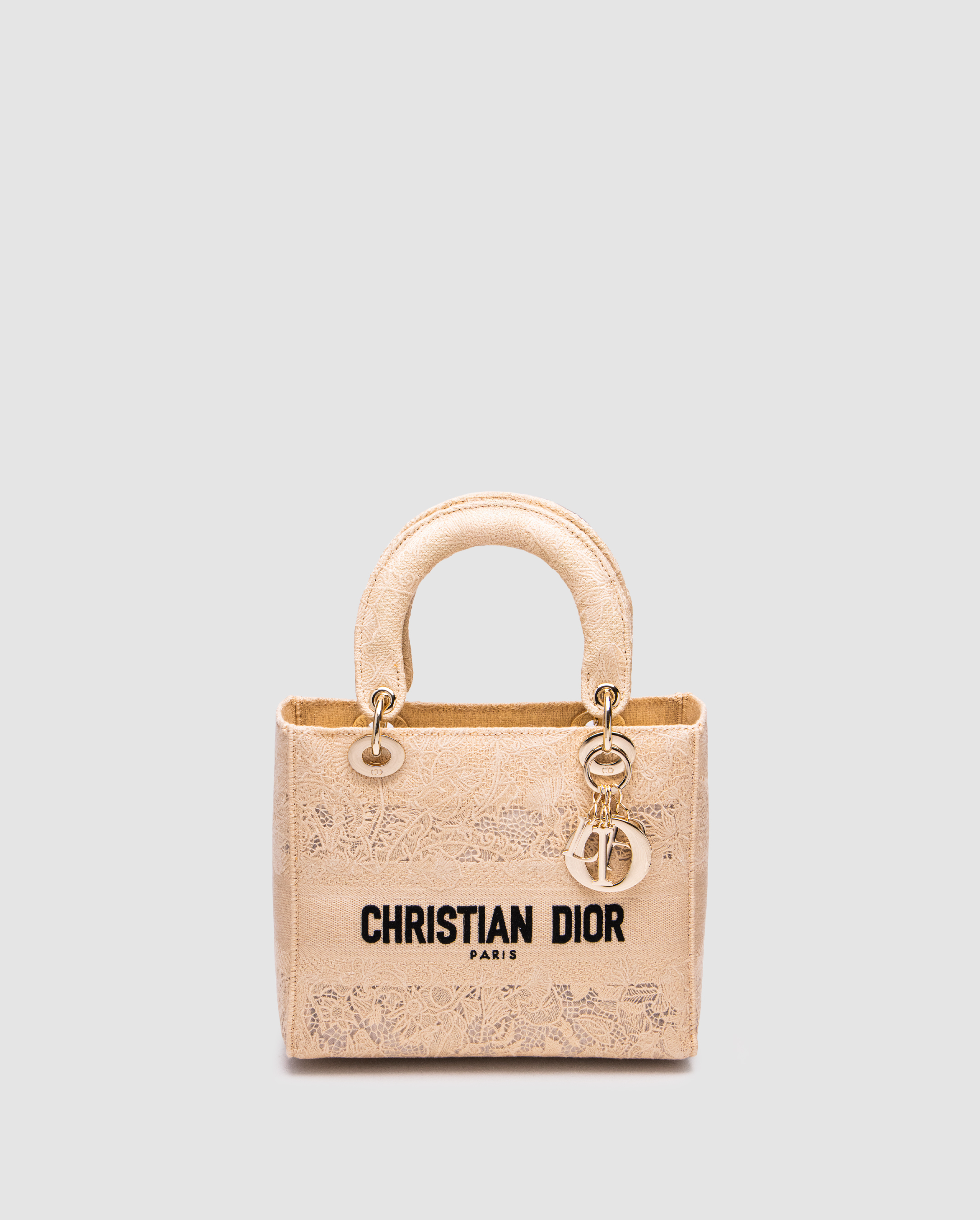 Dior Medium Lady D-Lite Bag Toile de Jouy Sauvage Lace Beige/Black