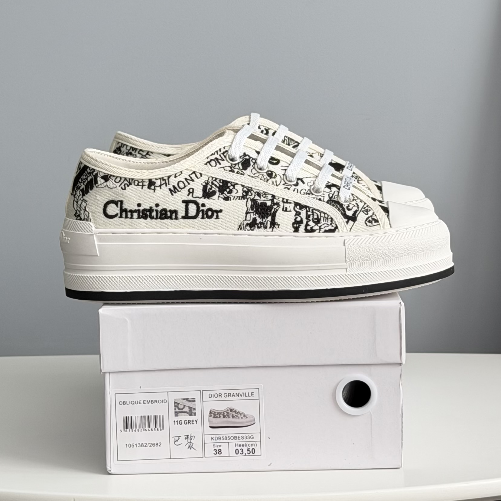 Dior B23 Platform White Black Logo