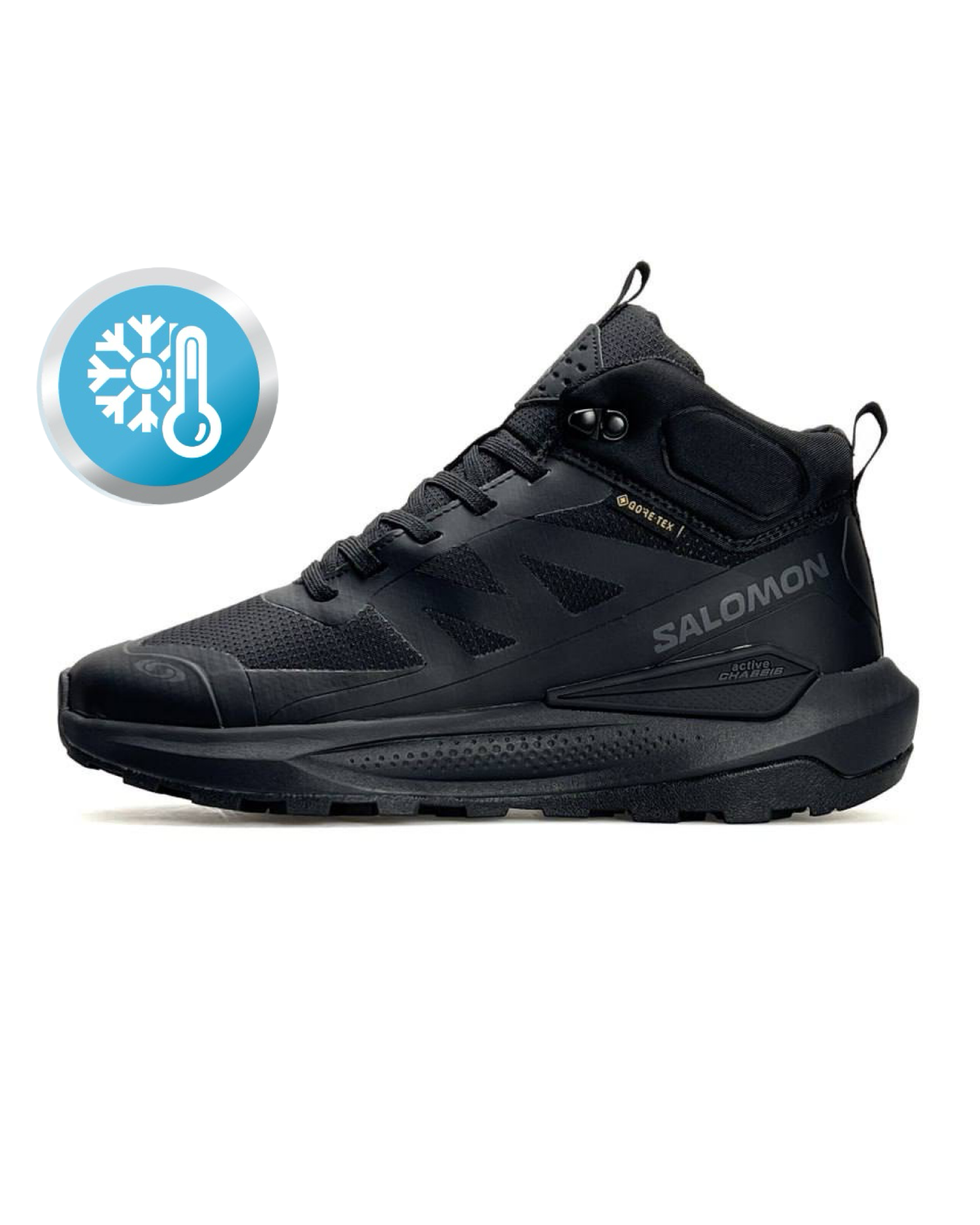 Кроссовки Salomon Elixir Activ Fur текстильные черные зимние с влагозащитой повседневные спортивная обувь