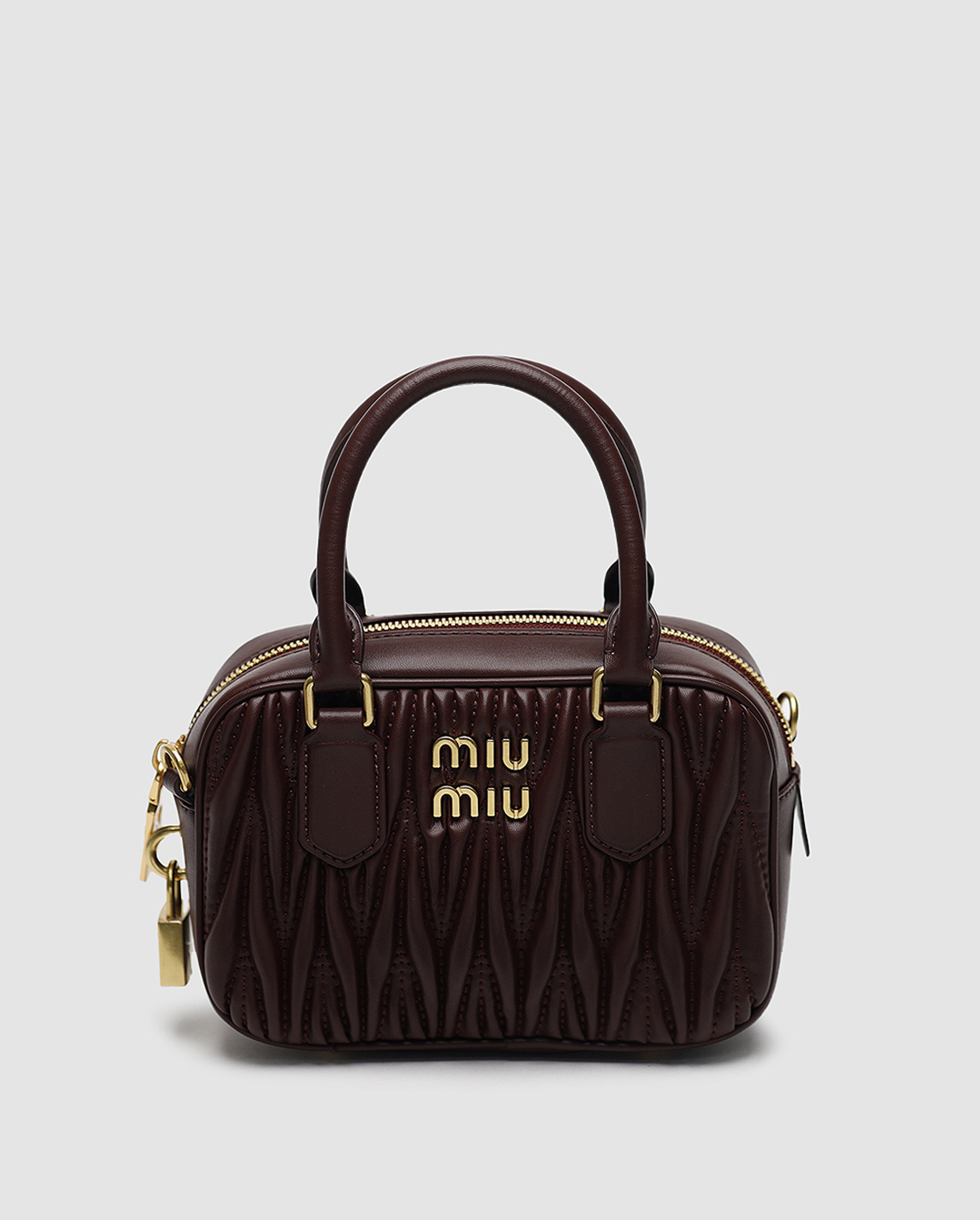Miu Miu Arcadie Matelassé Nappa Leather Bag Burgundy