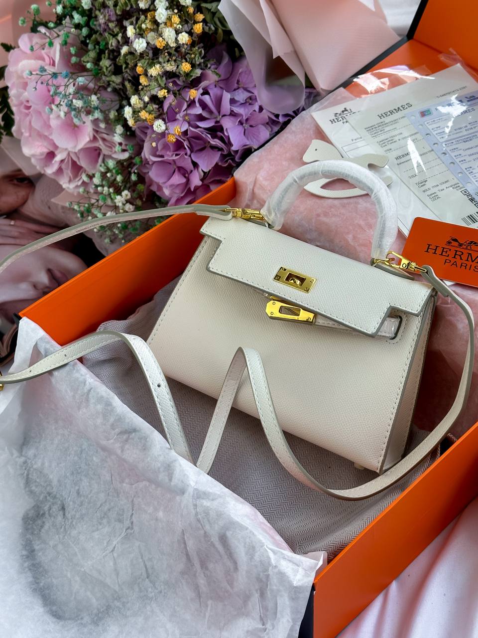 Hermès Kelly 20 Milk/Gold