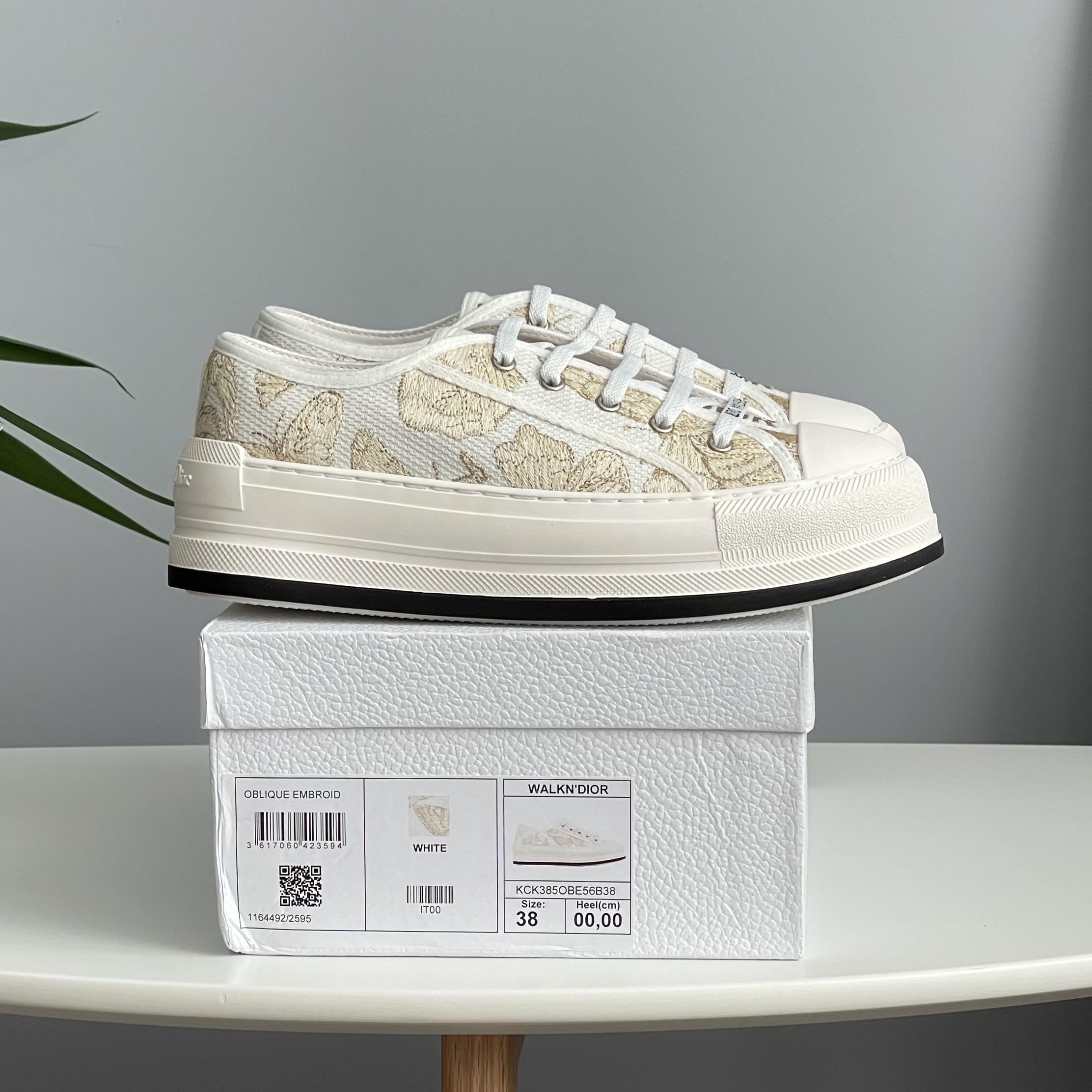 Dior B23 White Grey Platform Gold Batterfly