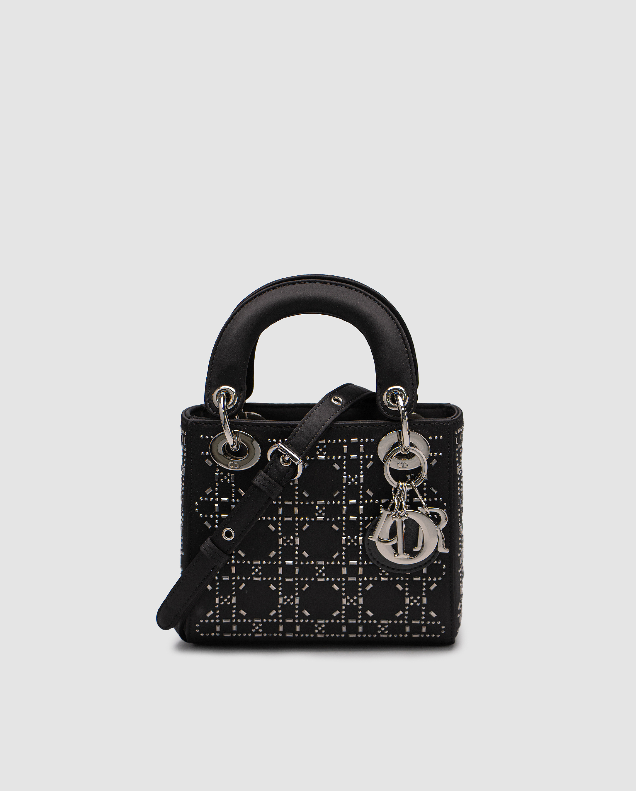 Dior Mini Lady Dior Bag Black Strass Cannage Satin