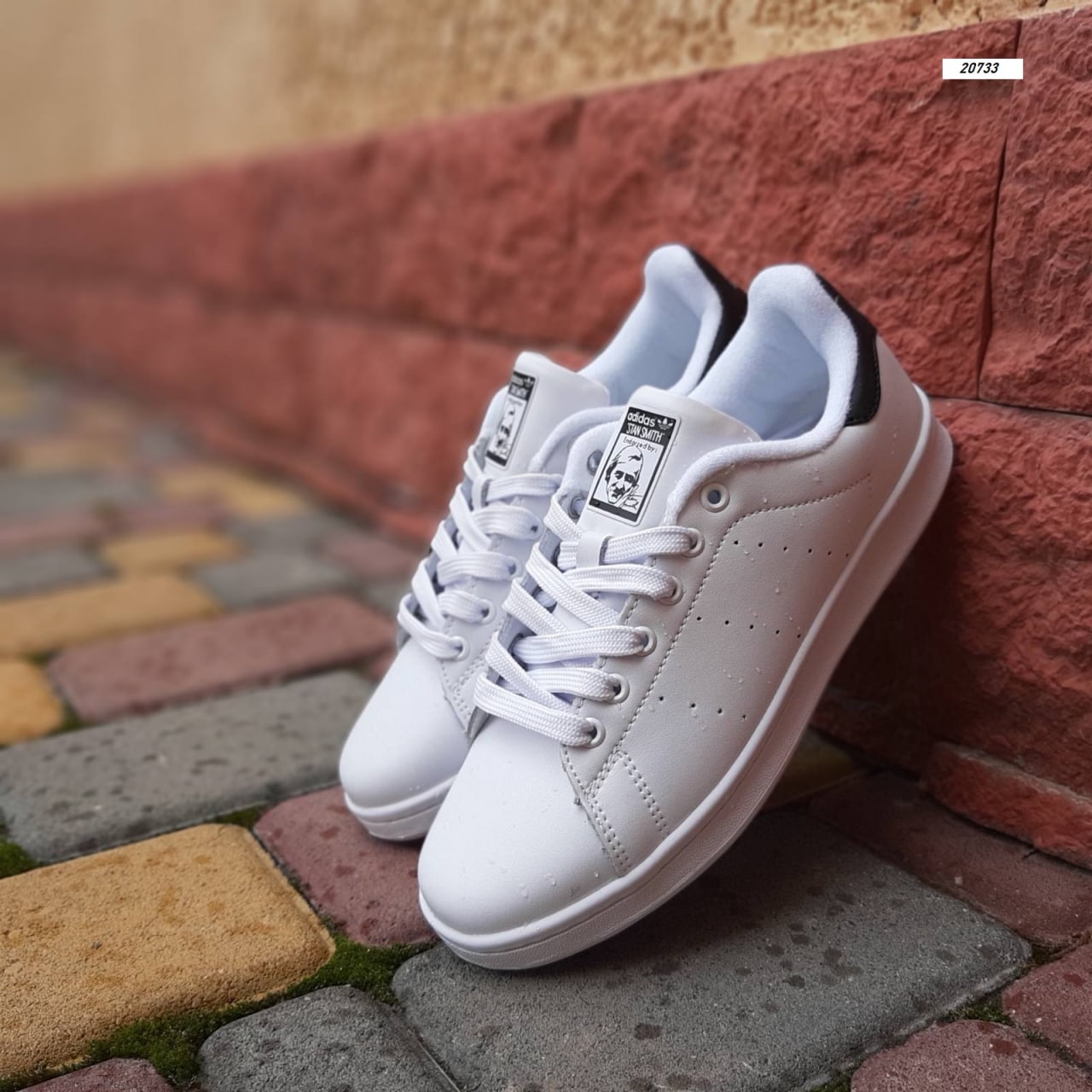 Кроссовки Adidas Stan Smith Белые с чорним женские резиновые демисезонные модные повседневные спортивная обувь