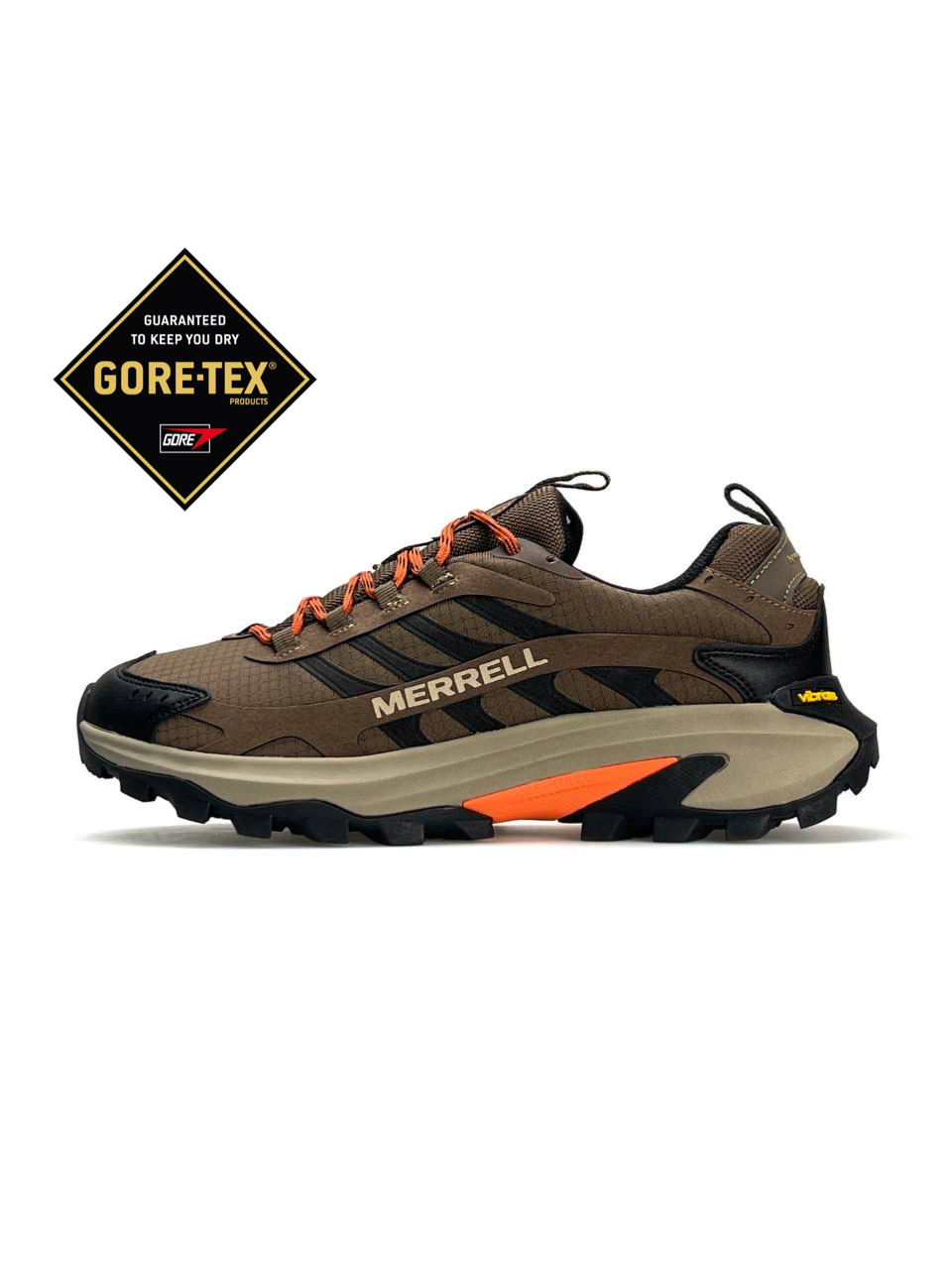 Кроссовки Merrell Moab Speed 2 GTX текстильные коричневые демисезонные с влагозащитой спортивная обувь