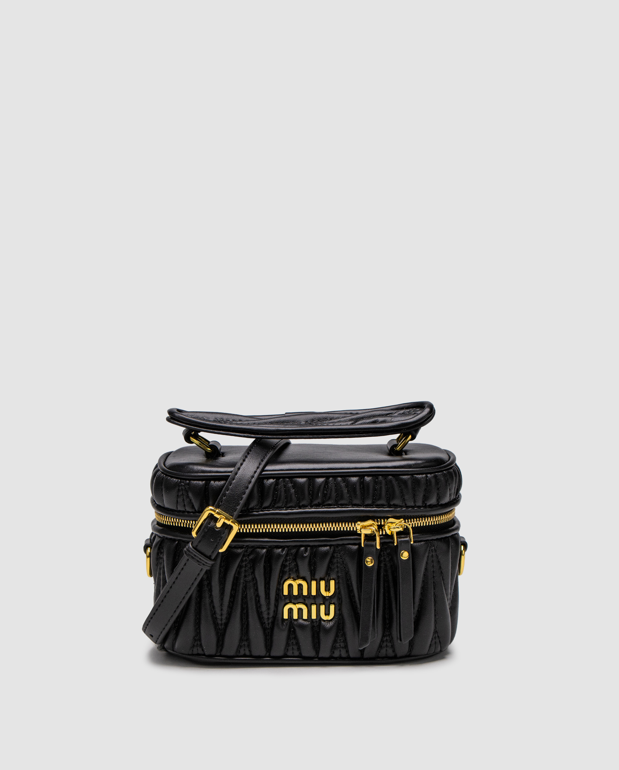 Miu Miu Matelassé Nappa Leather Vanity Bag Black