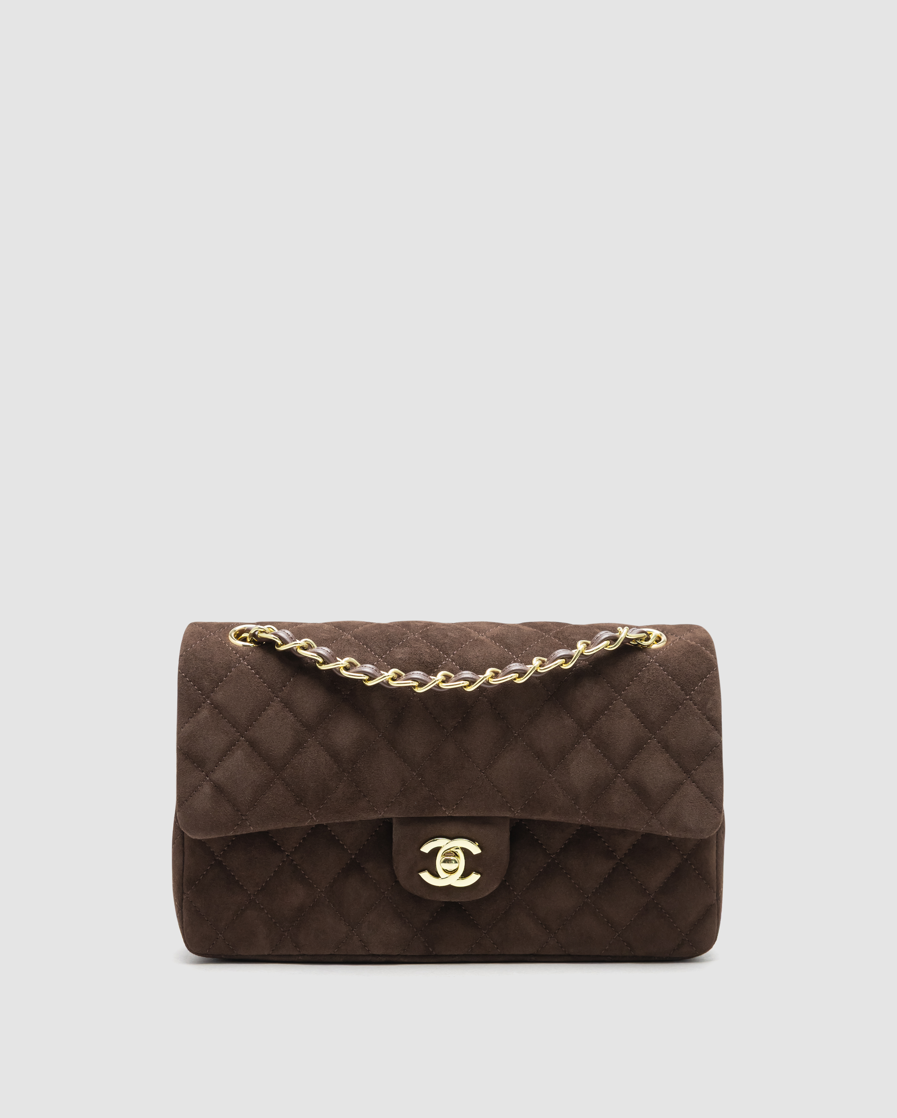Chanel Classic 2.55 Medium Double Flap in Suede Brown/Gold
