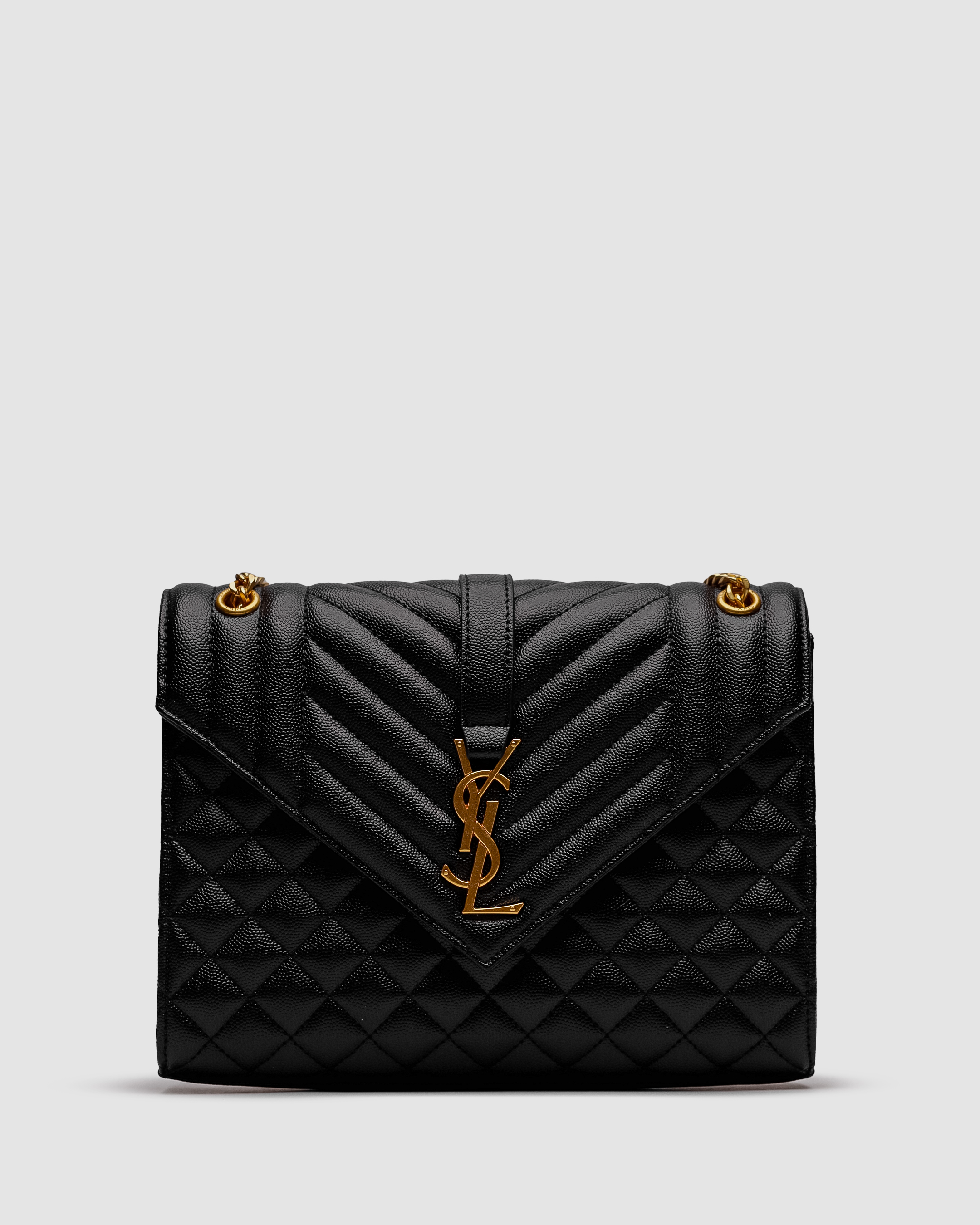 Saint Laurent Envelope Medium In Quilted Grain De Poudre Embossed Leather