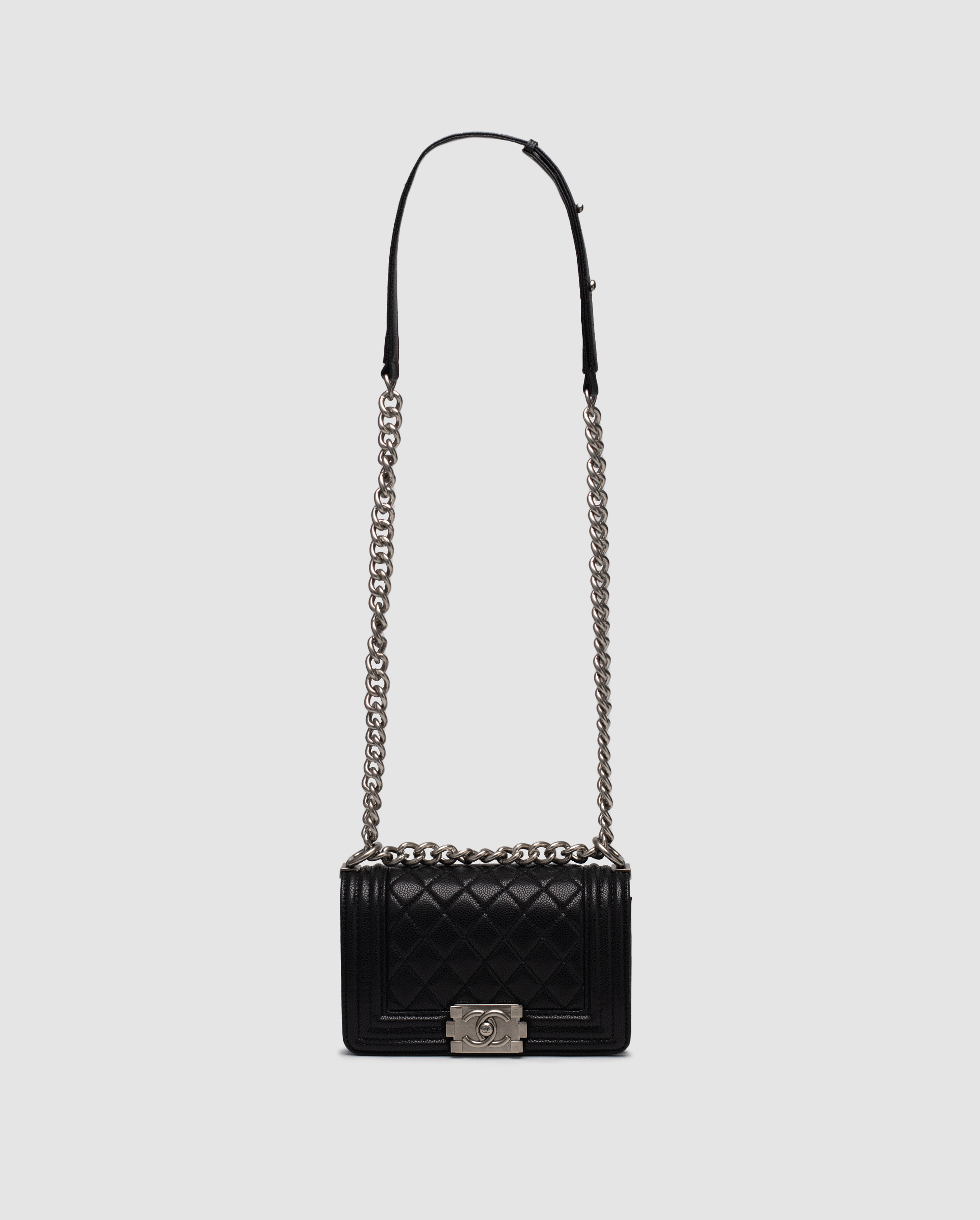 Chanel Boy Black/Silver Caviar RHW Mini (ГЛАДКА ШКІРА)