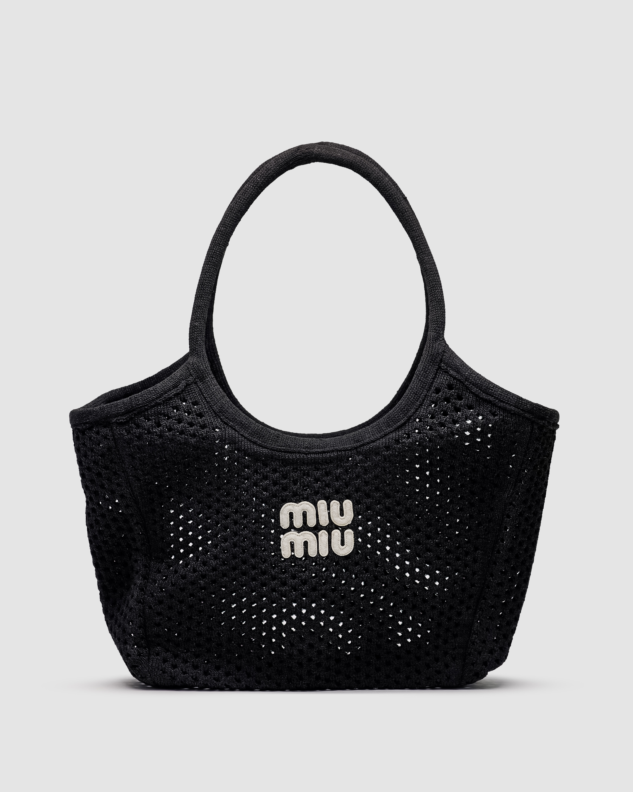 Miu Miu Raffia And Linen Tote Bag Black