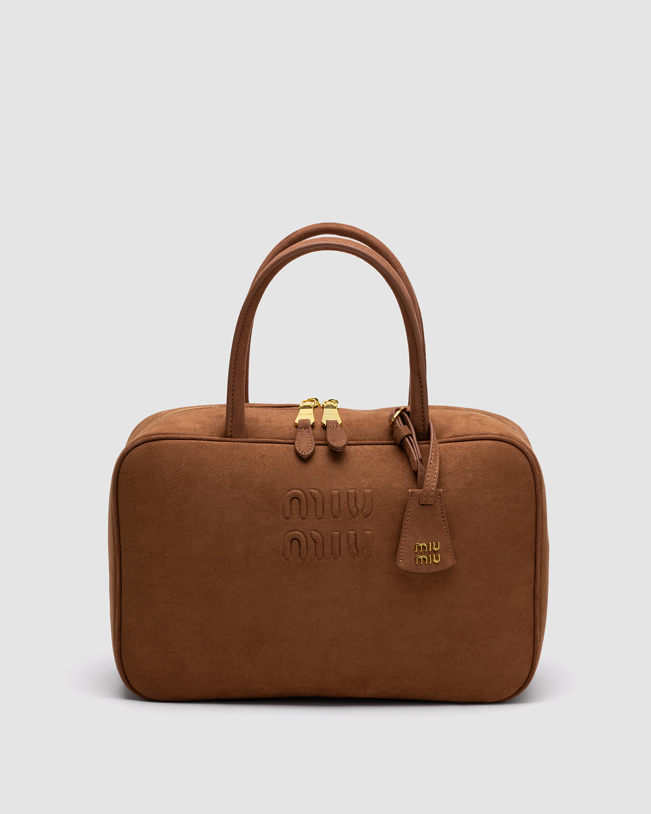 Miu Miu Brown Textile Beau Top-Handle Bag