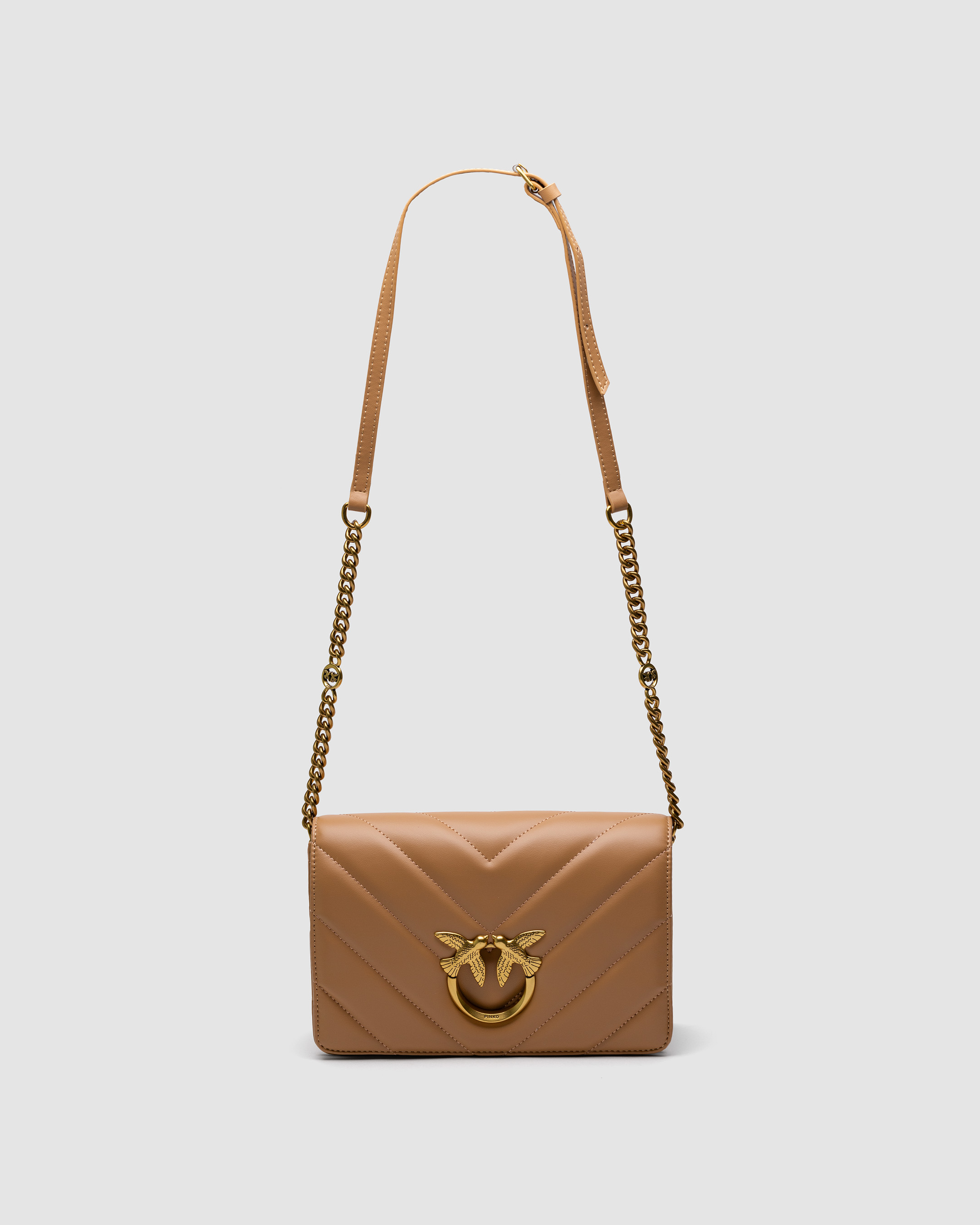 Pinko Large Love Bag Click Big Chevron Beige