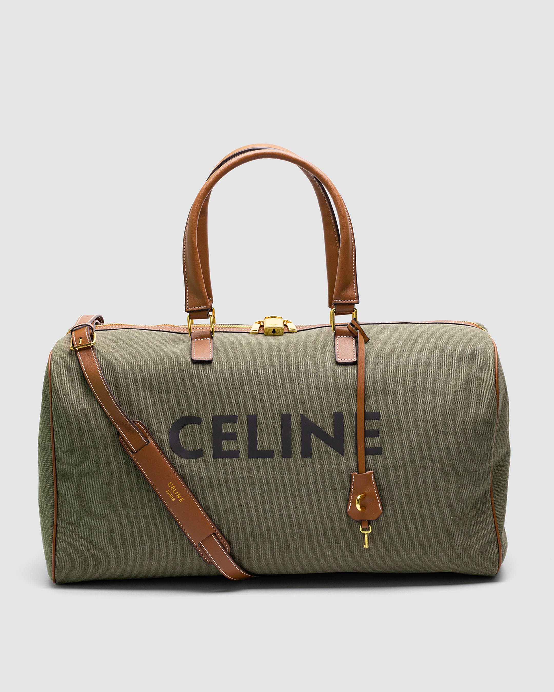 Celine Women Large Voyage Bag in Textile with Celine Print and Calfskin