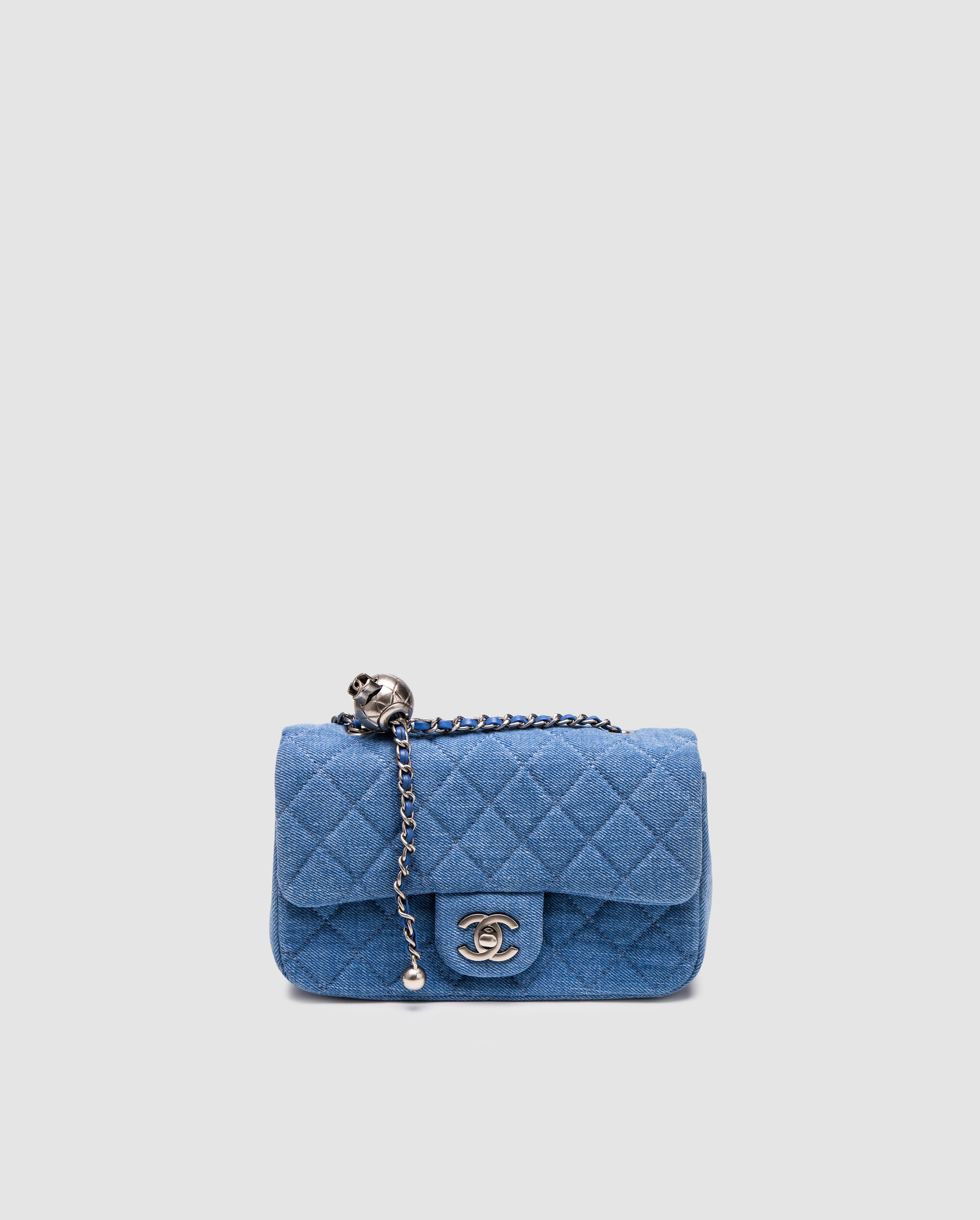 Chanel Classic 1.55 Small Single Flap Denim/Silver