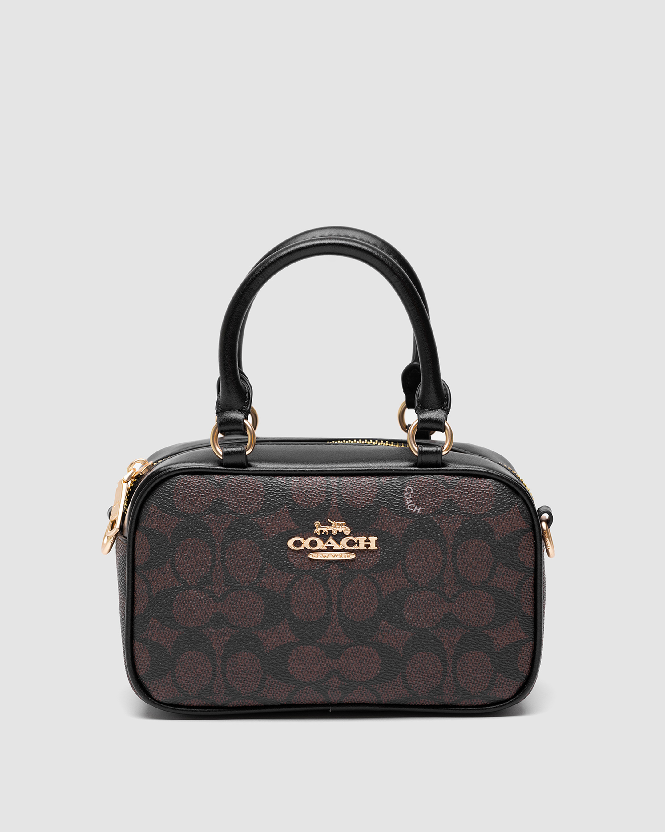 Coach Satchel Crossbody In Signature Brown (білі шви)