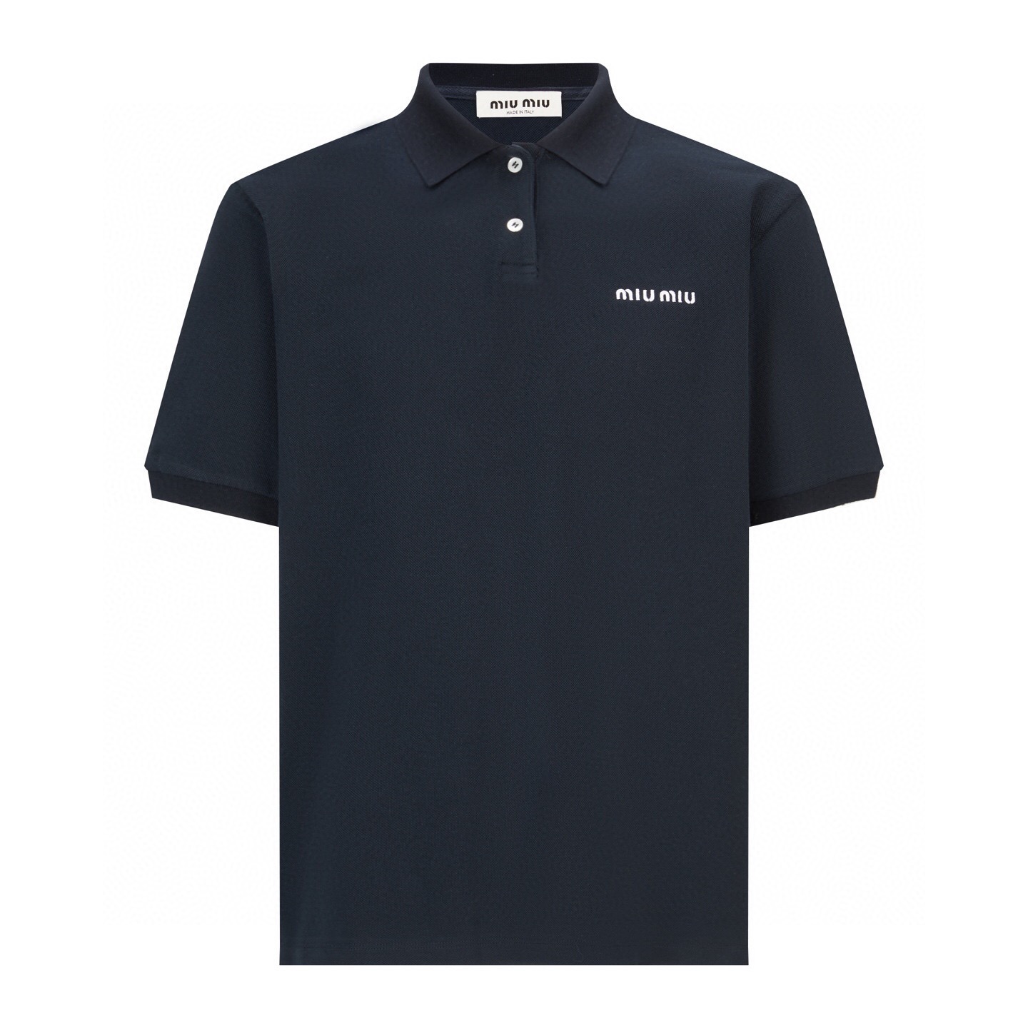 Miu Miu Cotton Piqué Polo Nave Blue Shirt
