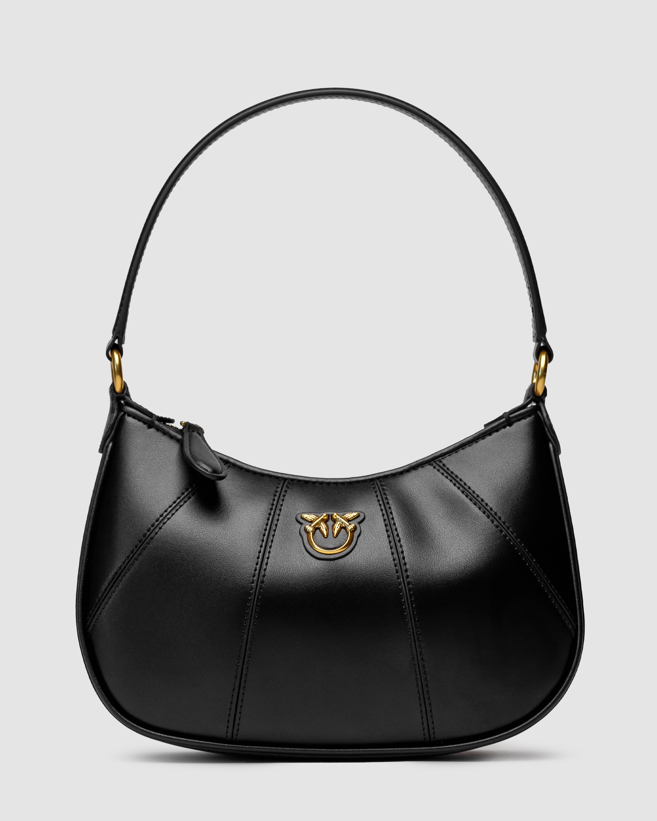 Pinko Hobo Bag Fine Grain Cow Leather Black