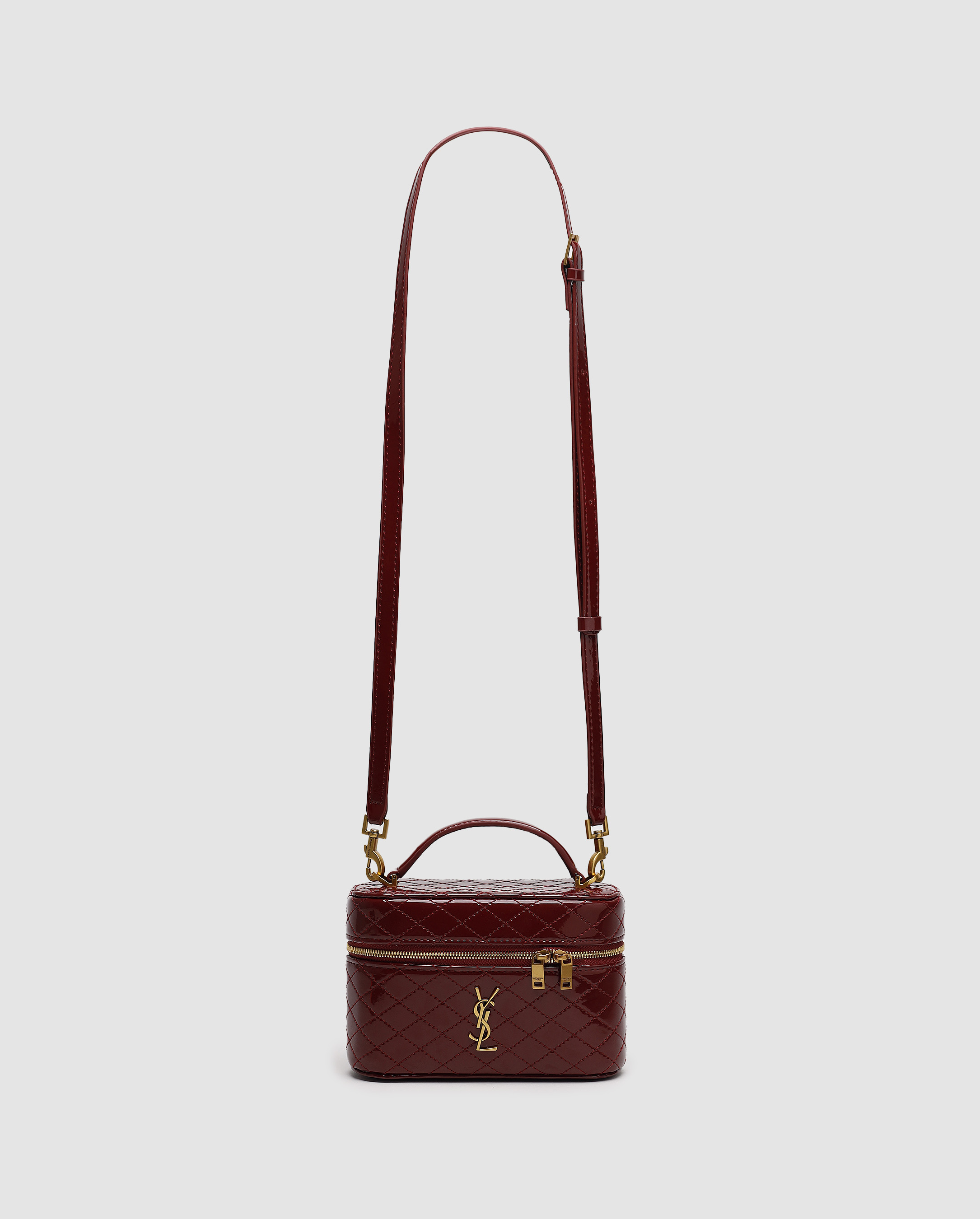 Saint Laurent Gaby Vanity Lacquered Leather Shoulder Bag Red