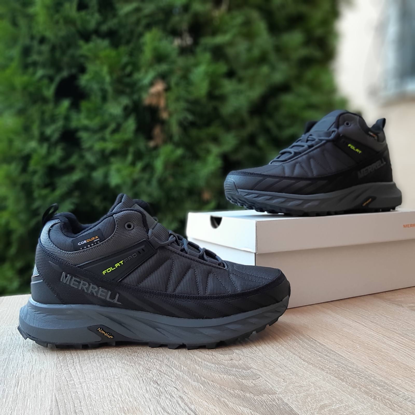 Кроссовки Merrell Float Pro высокие серые с салатовим резиновые зимние стильные повседневные спортивная обувь