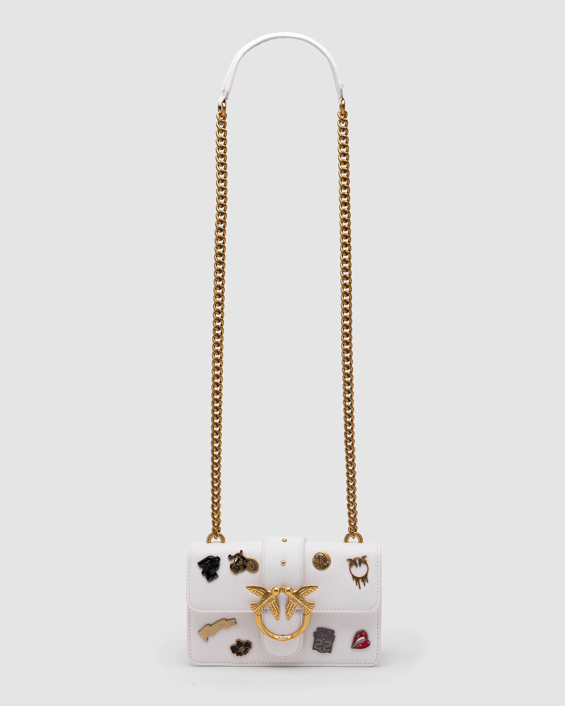 Pinko Mini Love Bag One Simply With Enamel Pin White