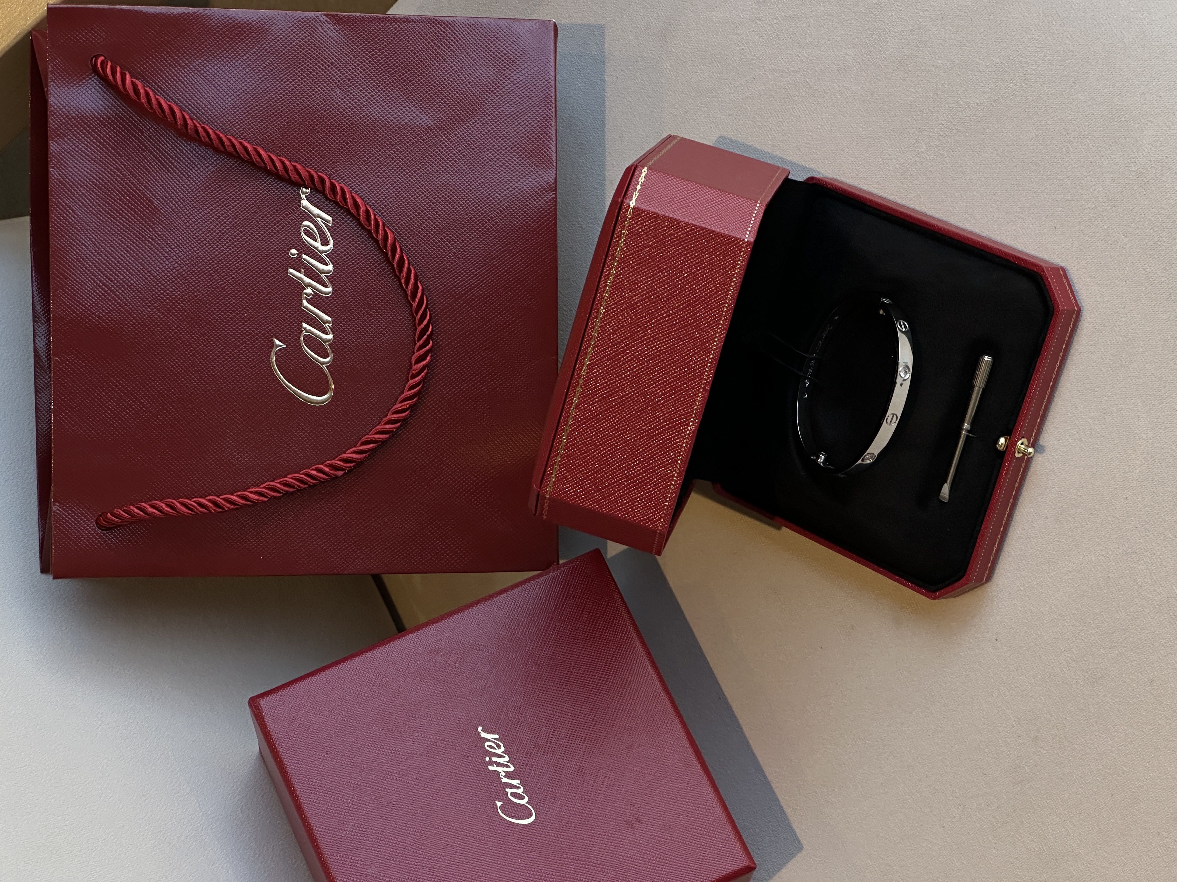 Cartier Love 4 Diamond 18k White Gold Bracelet 16