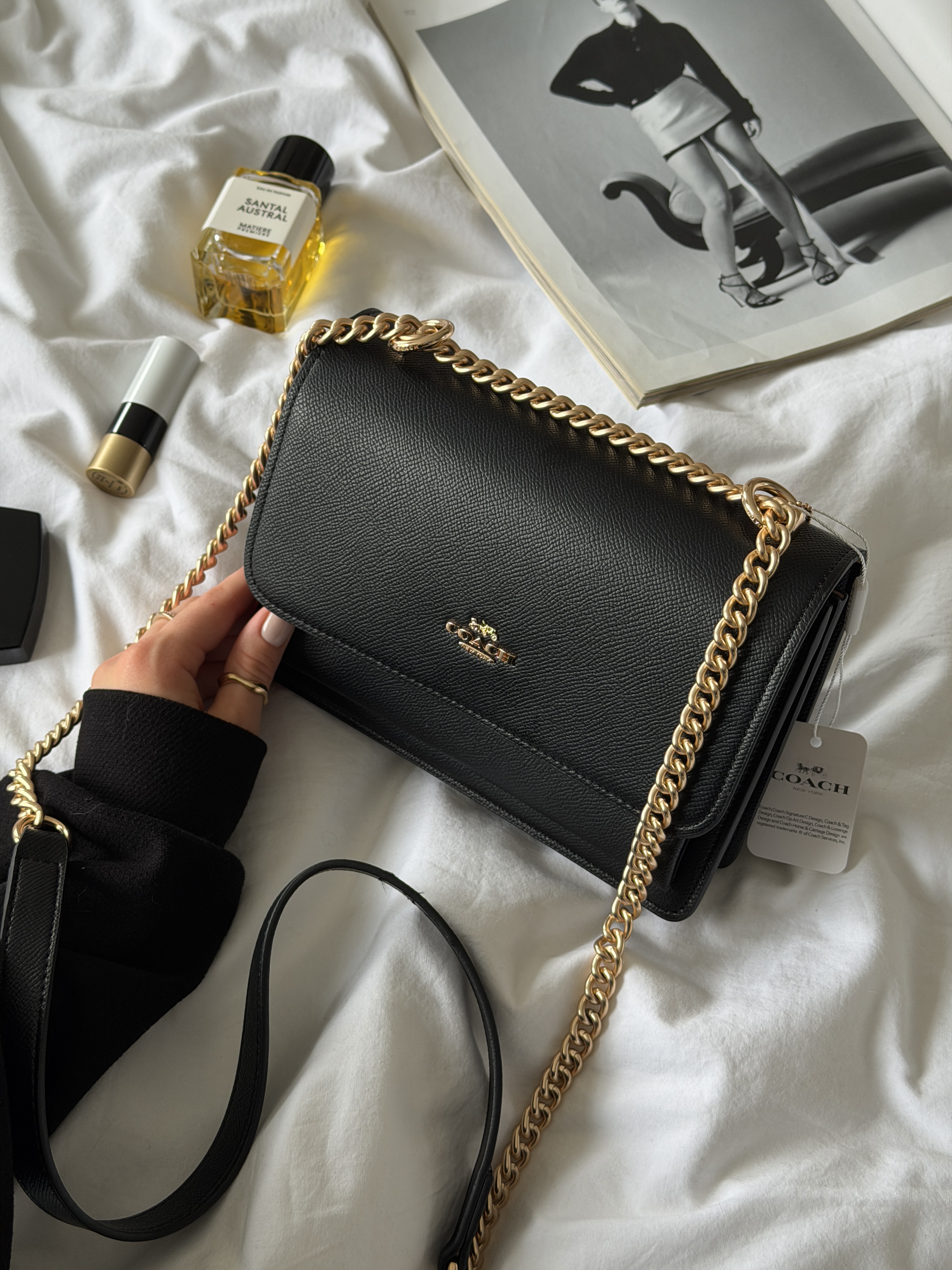 Coach Mini Klare Crossbody Black/Gold БЕЖЕВА СЕРЕДИНА(магнітна коробка)