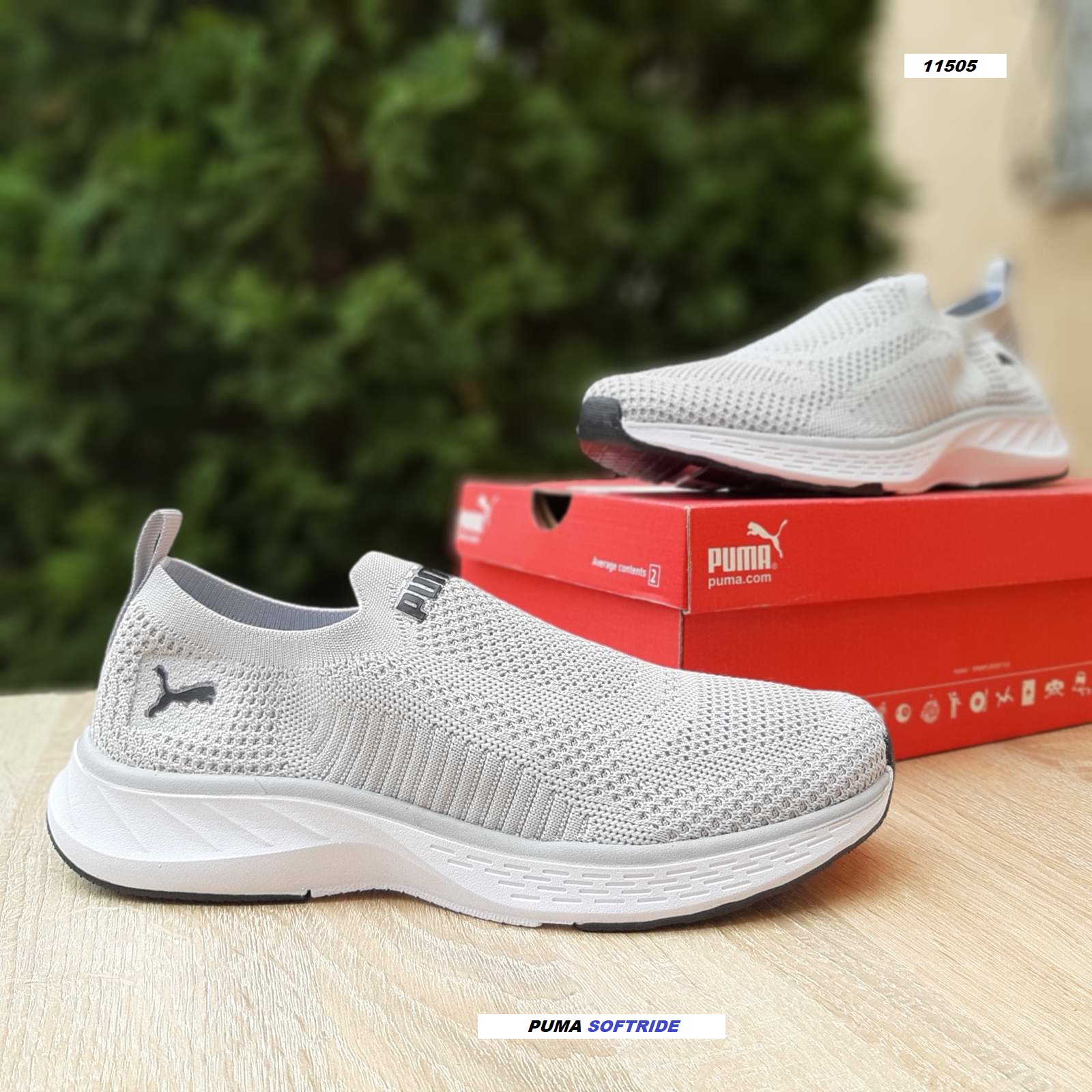 Puma SOFTRIDE тапкі мокасіни сліпони светло серые для активного отдыха шлепки сланцы