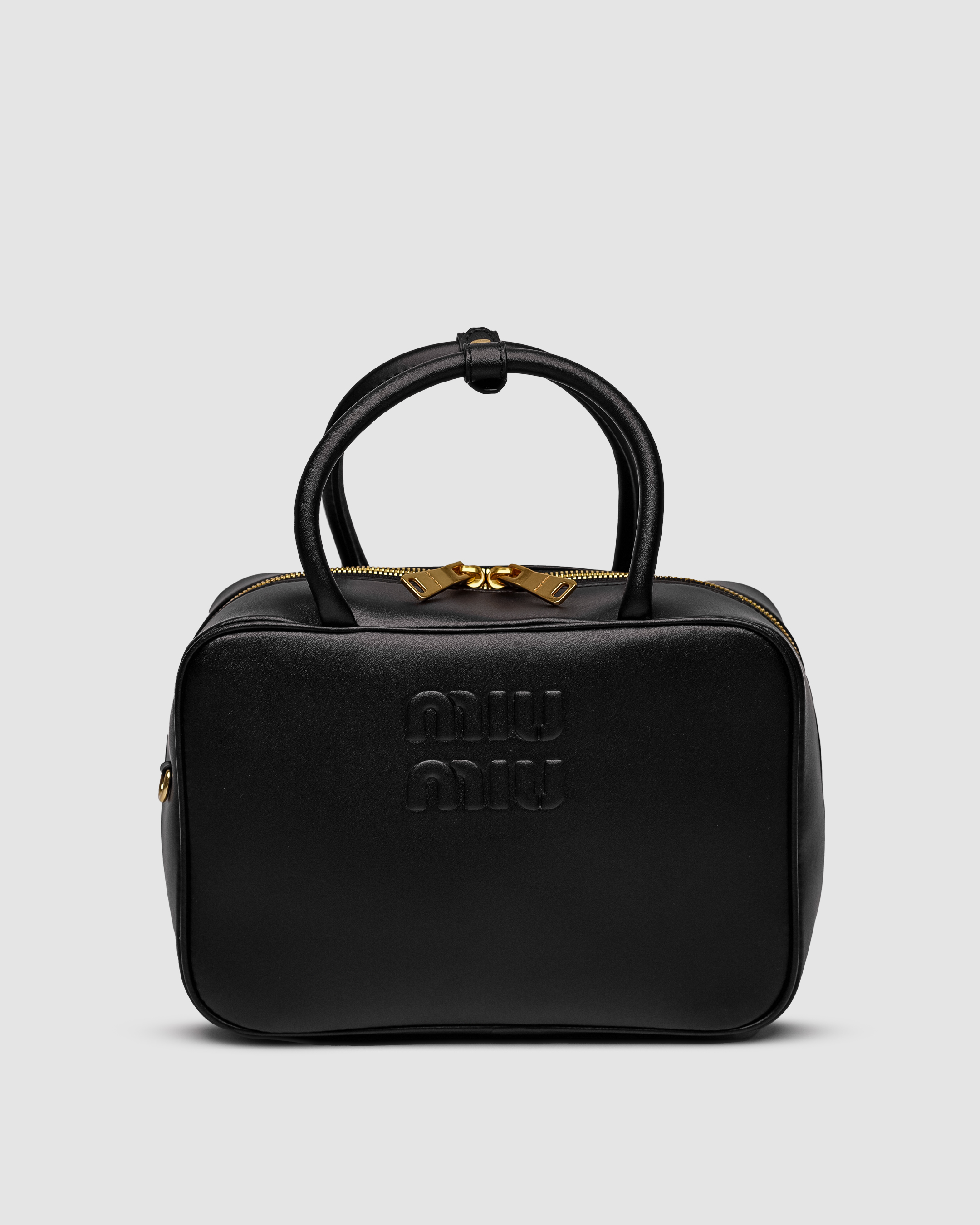 Miu Mu Leather Top Handle Bag Black