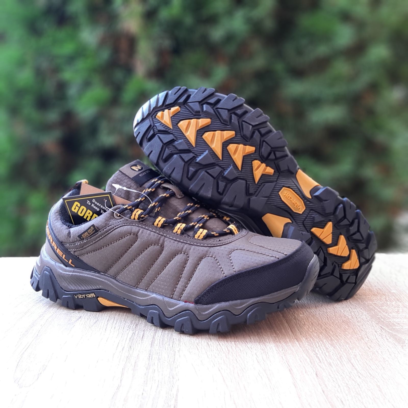Кроссовки Merrell Moab резиновые цвета хаки зимние качественные повседневные на шнуровке спортивная обувь