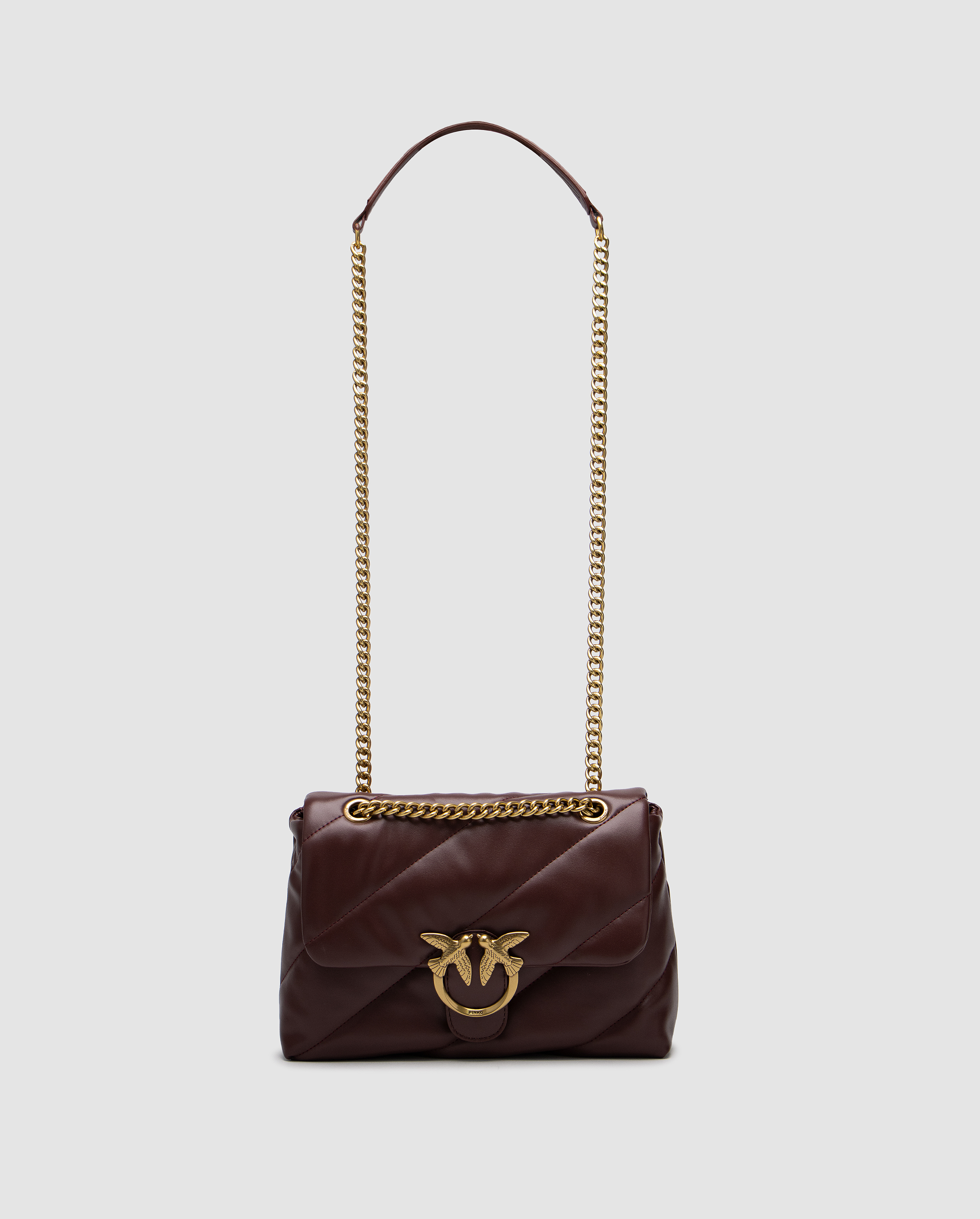 Pinko Big Love Bag Puff Maxi Quilt Burgundy/Gold