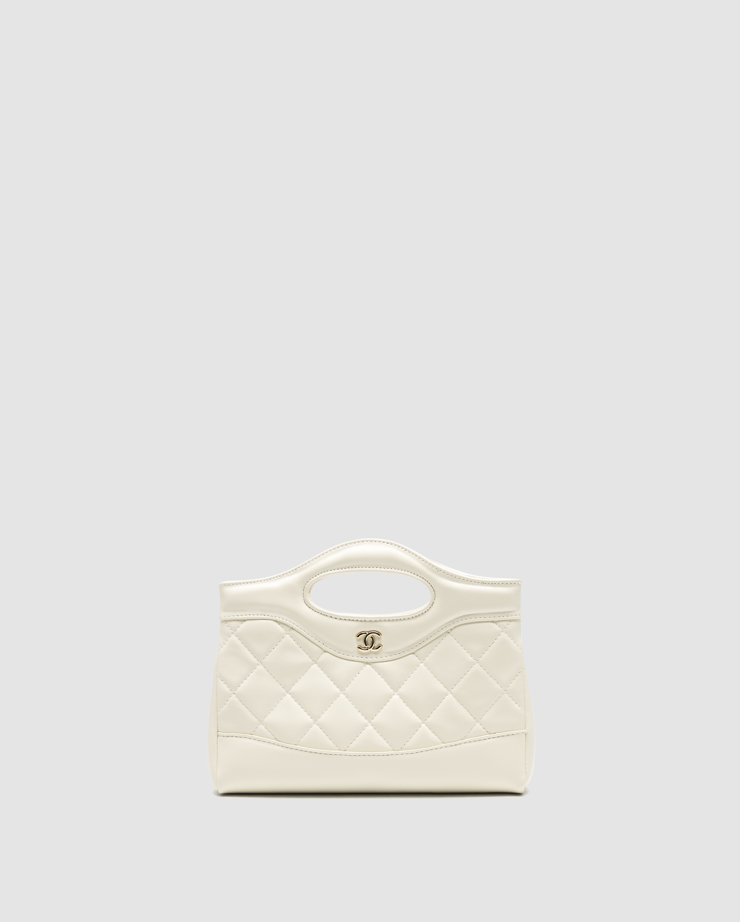 Chanel 31 Mini Shopping Bag Shiny Aged Calfskin Cream & Gold Hardware